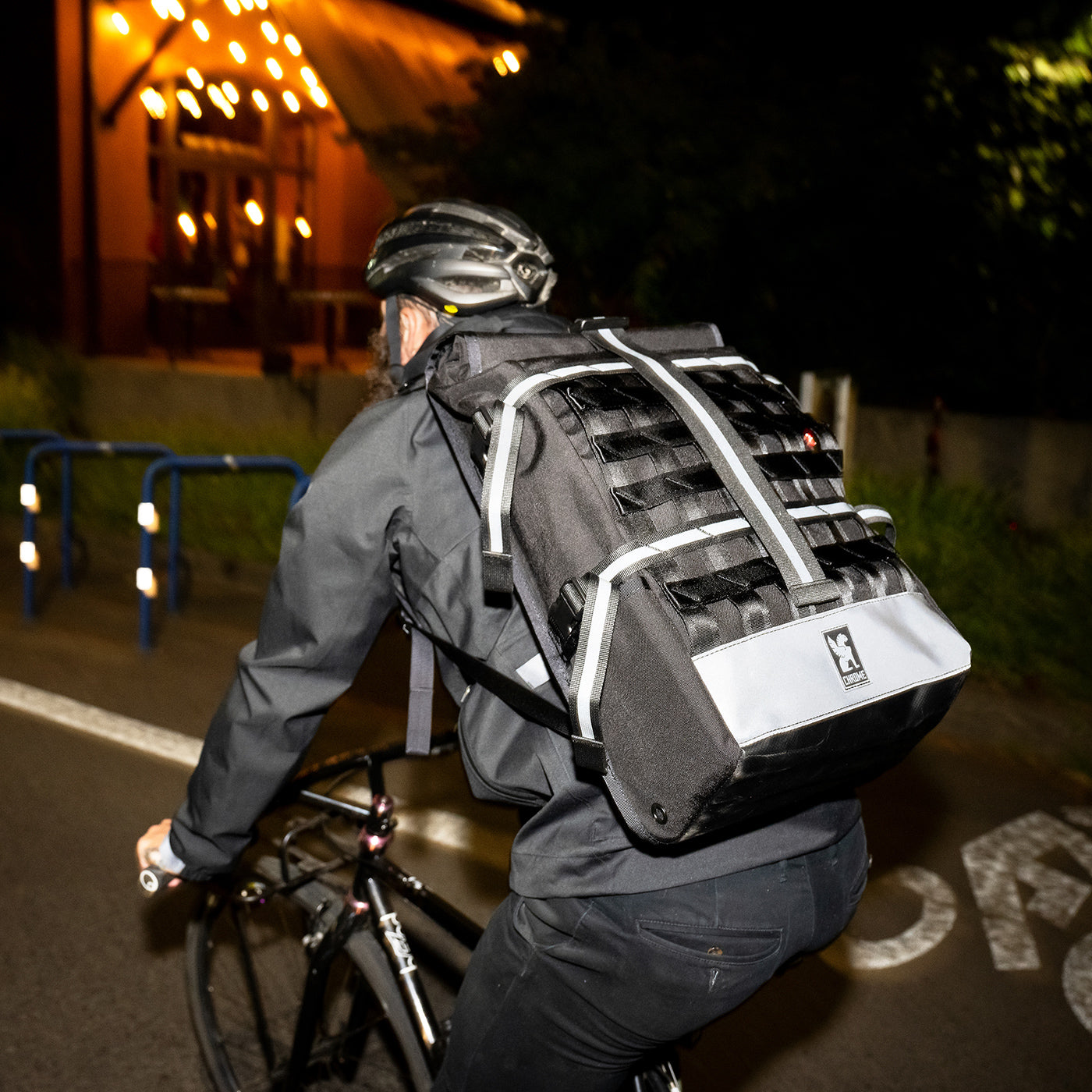 citizen night bag reflecting in the night