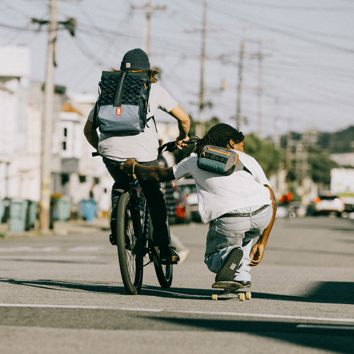 Chrome Bottle-Attached Luxe Bags : biker messenger