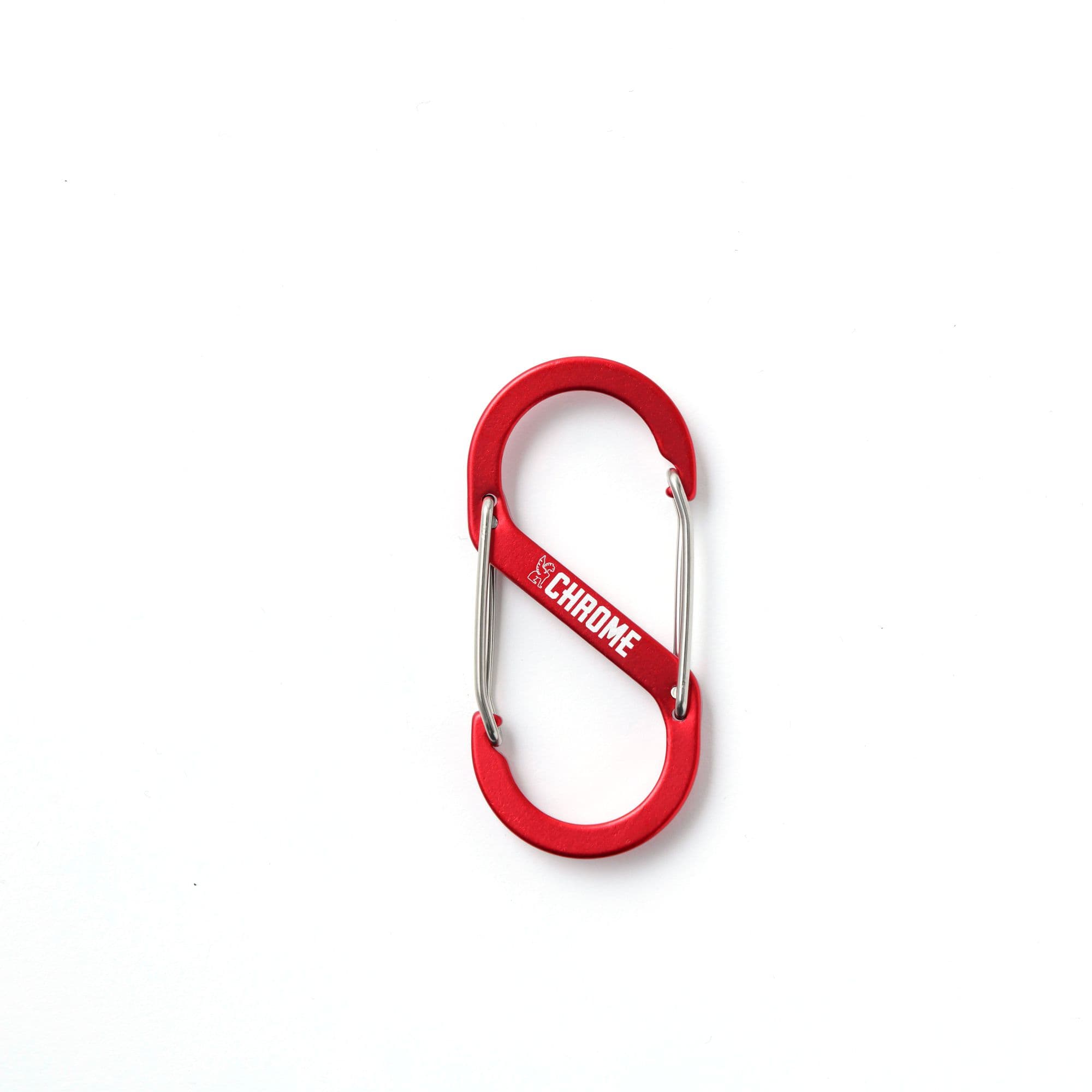Red S-hook carabiner with Chrome Industries branding #color_red