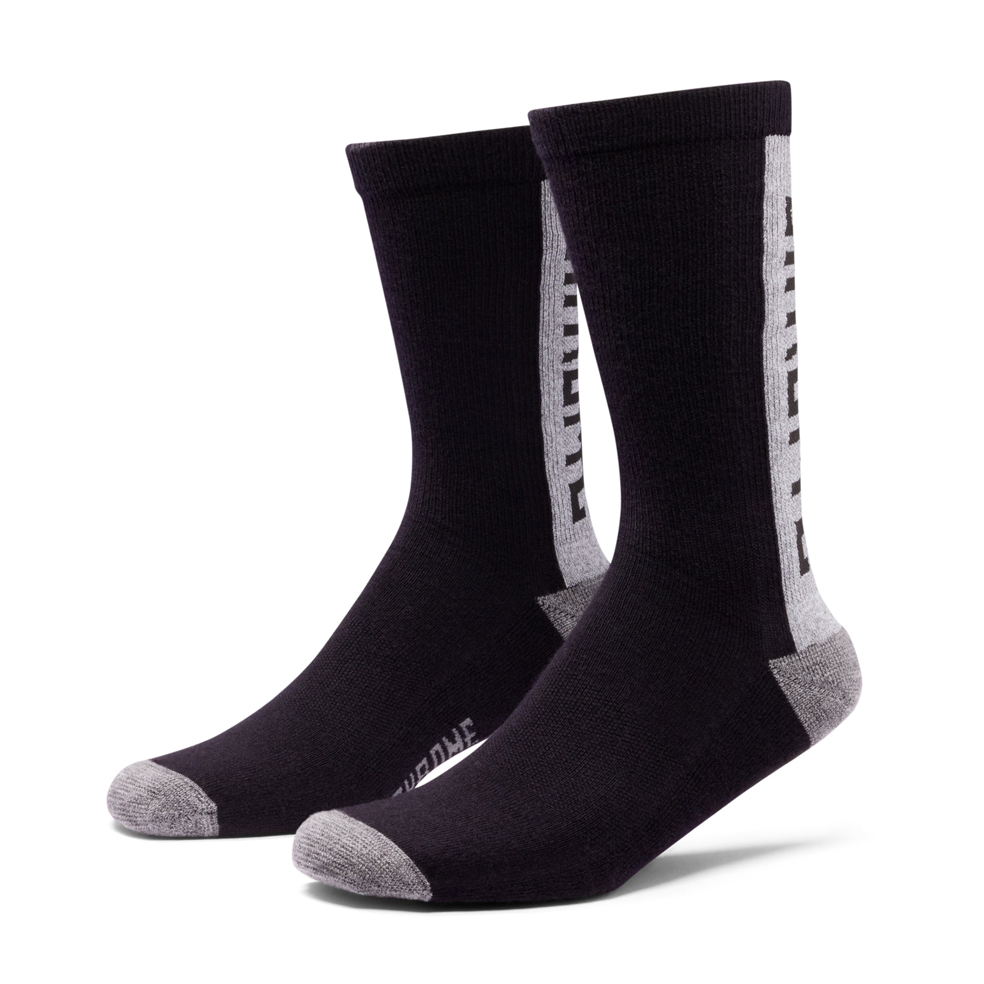 Merino Crew socks in black reflective with logo #color_black reflective