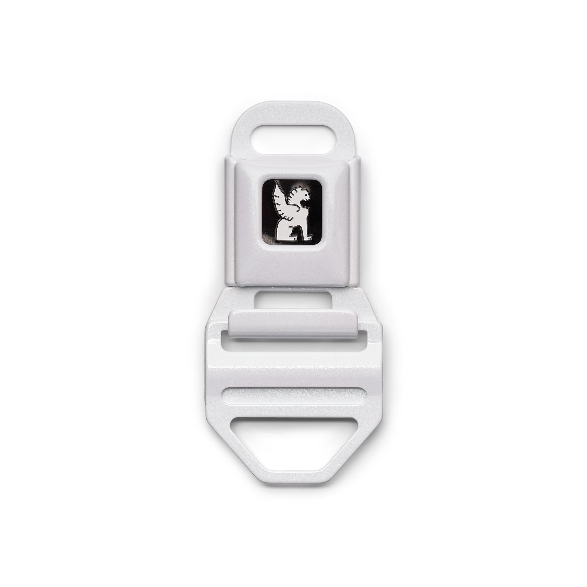 Large iconic buckle in white pearl #color_white pearl