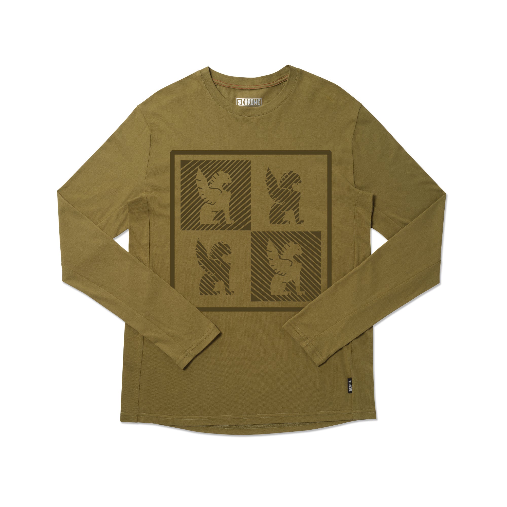 Chrome checkerboard logo tee long sleeve in green #color_olive branch