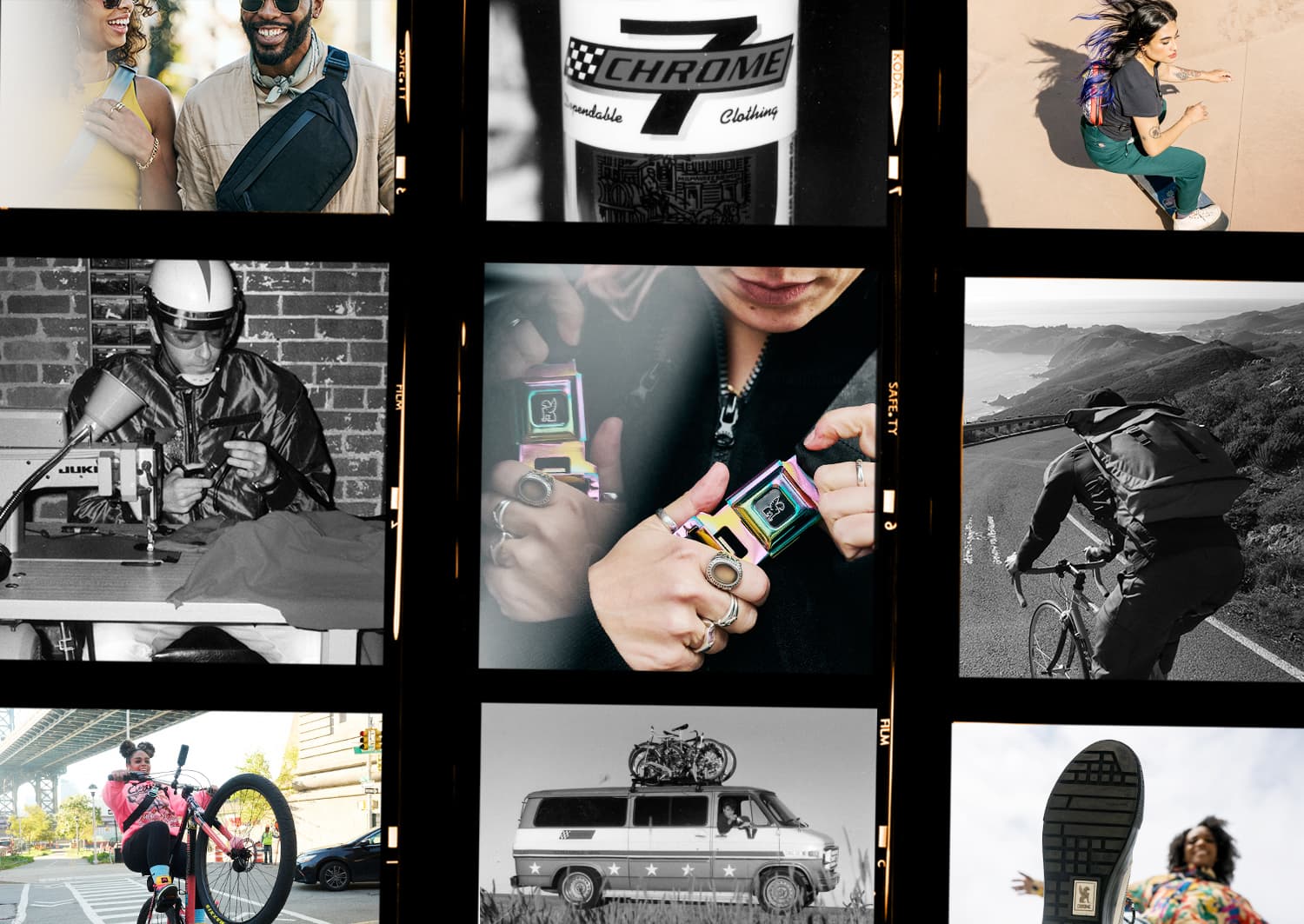 Collage of old Chrome Industries photos