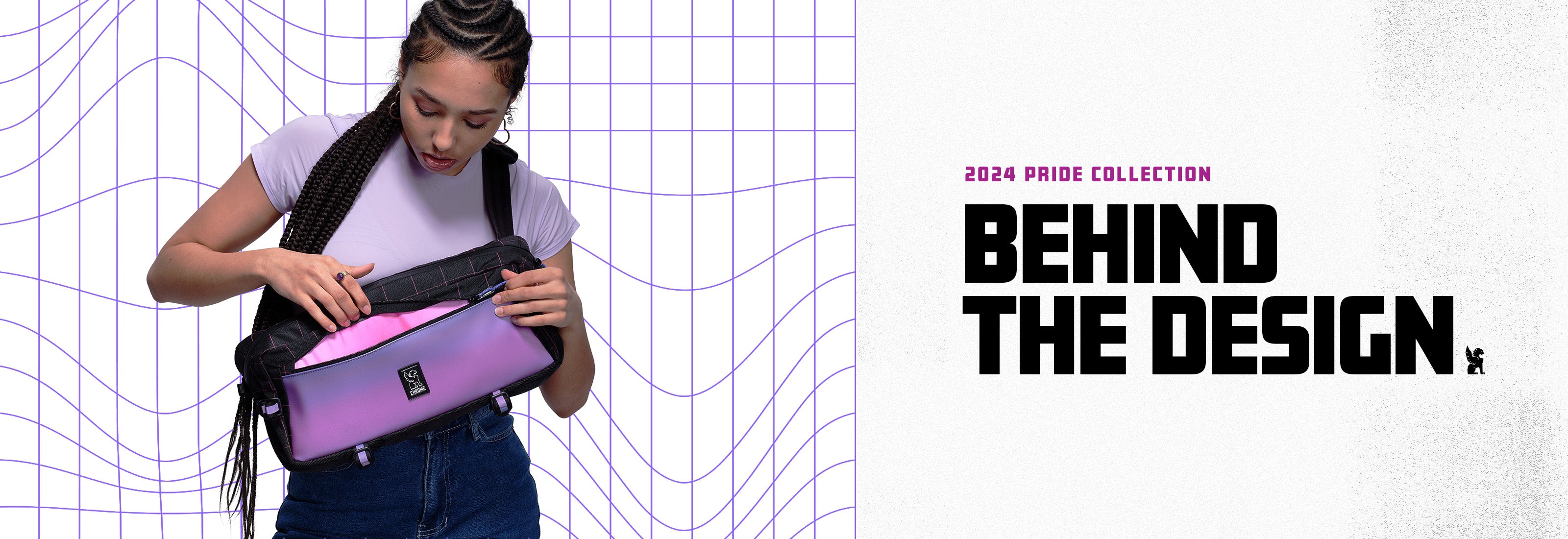 Person showing the inside of a Pride collection Kadet sling