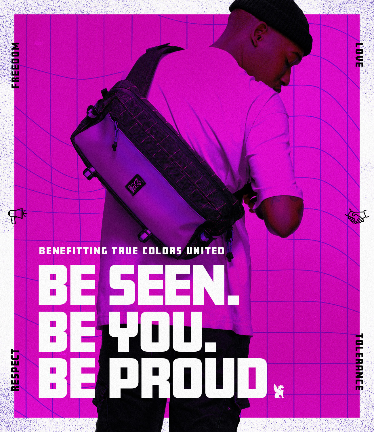 Person wearing a pride kadet sling