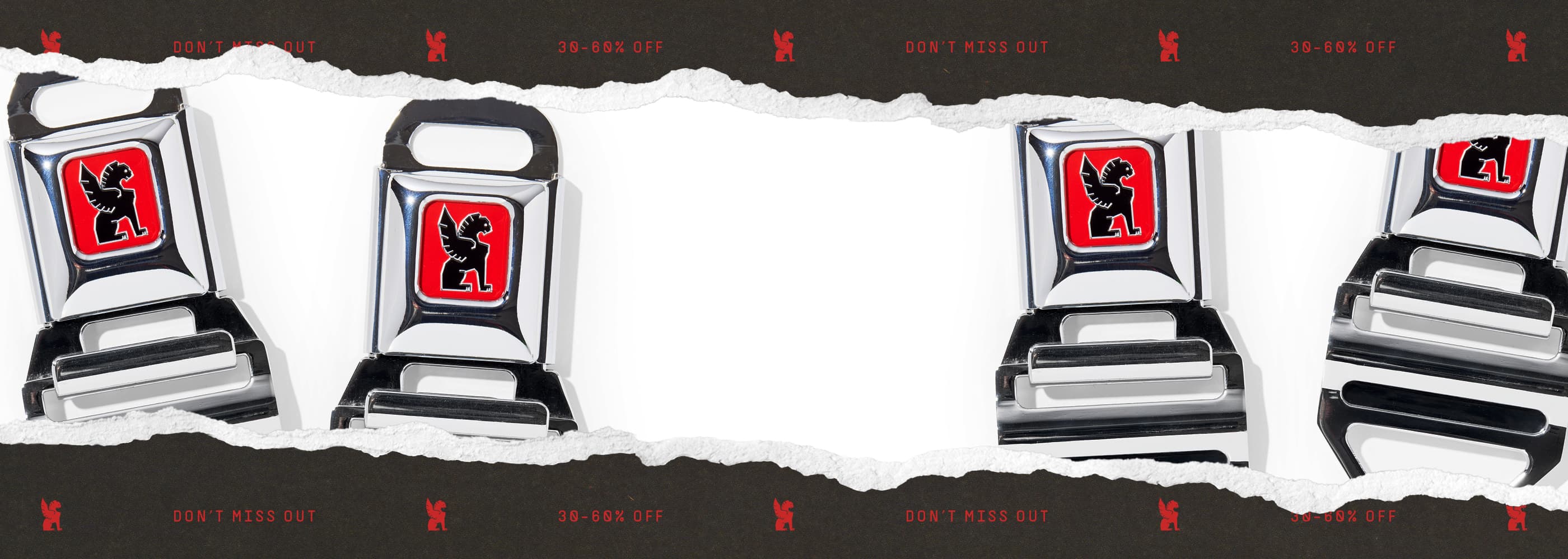 Iconic Chrome buckles announcing the start of Cyber Monday deals