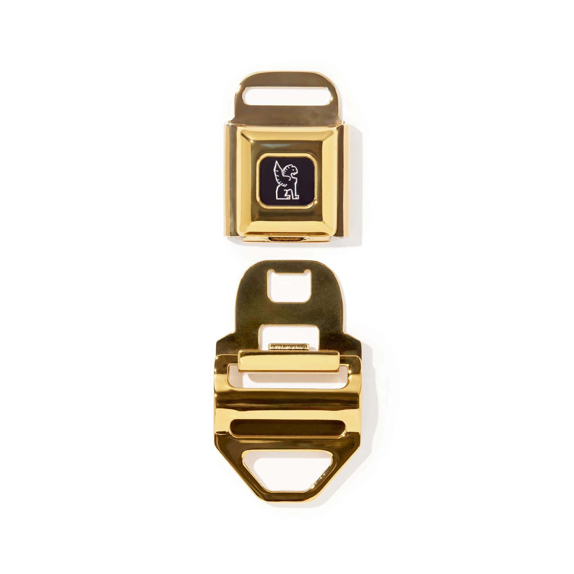 Iconic Chrome MD size seatbelt buckle in gold open #color_gold