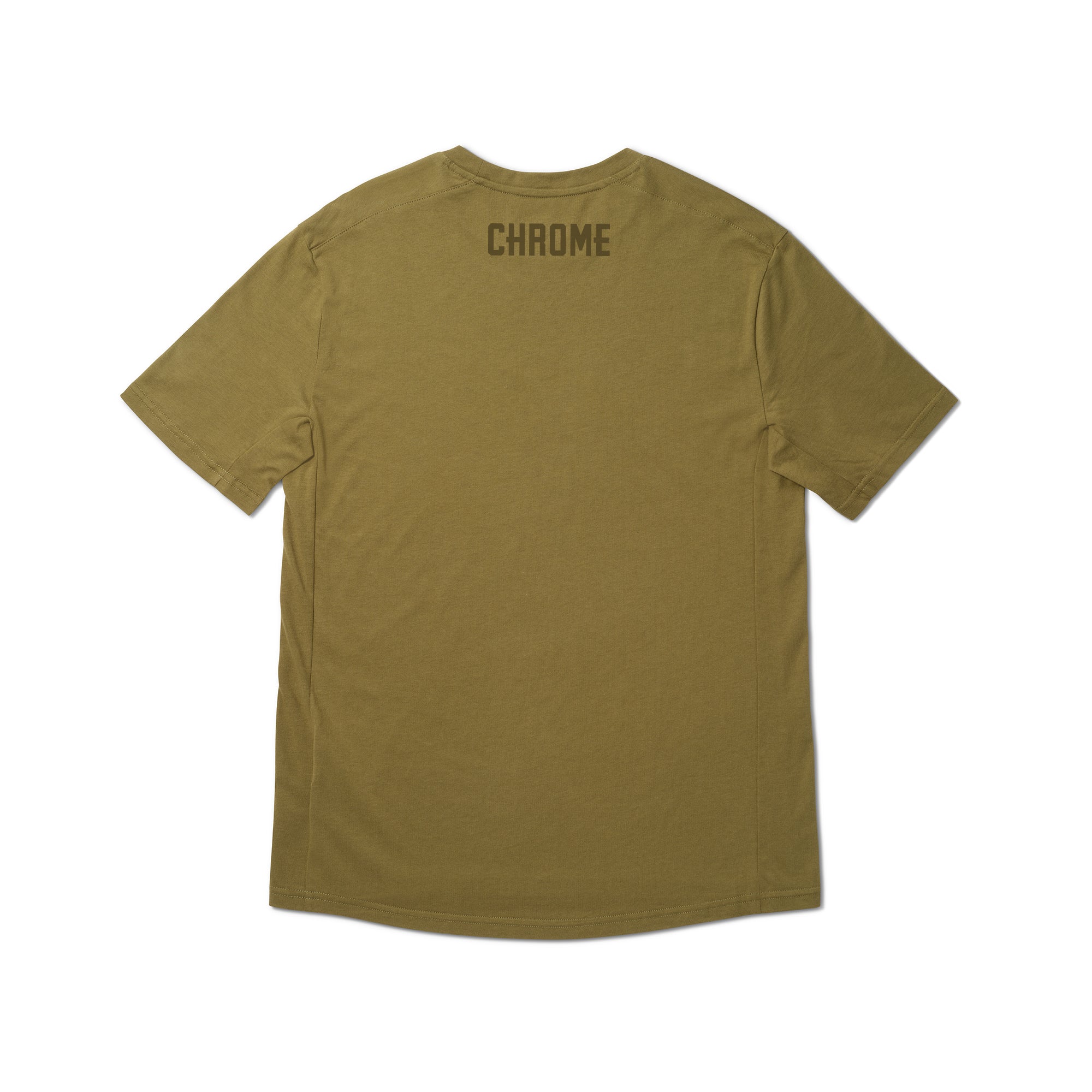Chrome checkerboard logo tee short sleeve in green back view #color_olive branch