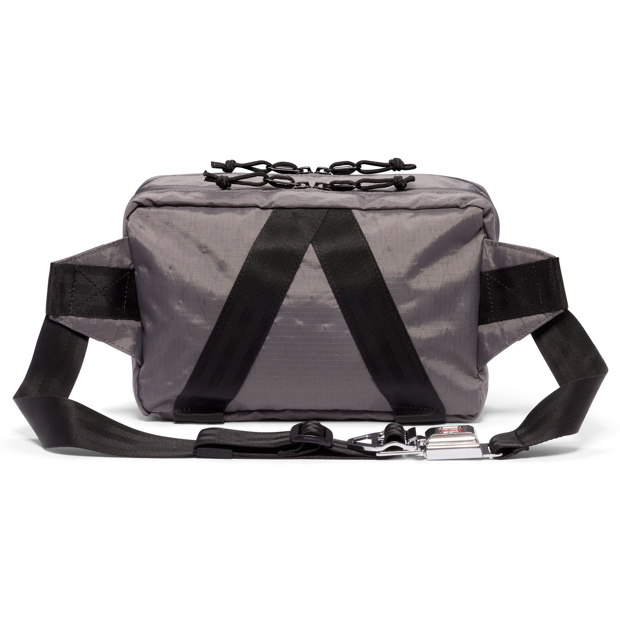 Tensile Sling bag back view in grey x fabric #color_grey x