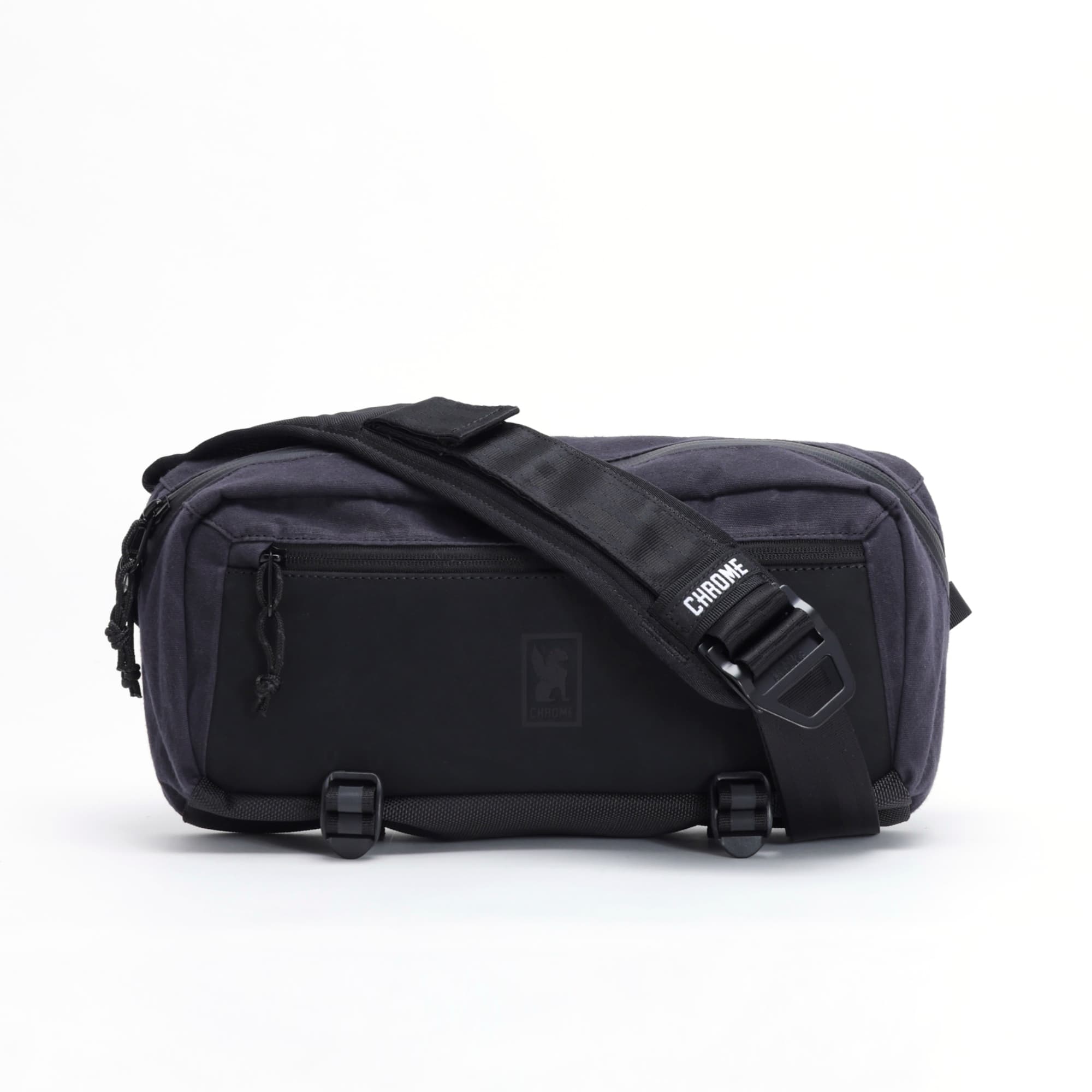 The front of the Mini Kadet in Black Canvas Leather #color_black canvas leather