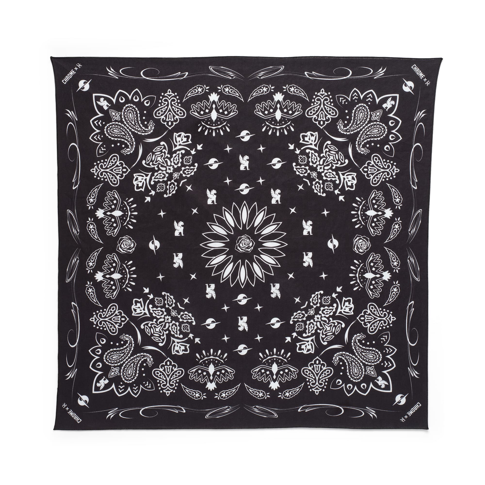Chrome x Rio Bandana laid out flat
