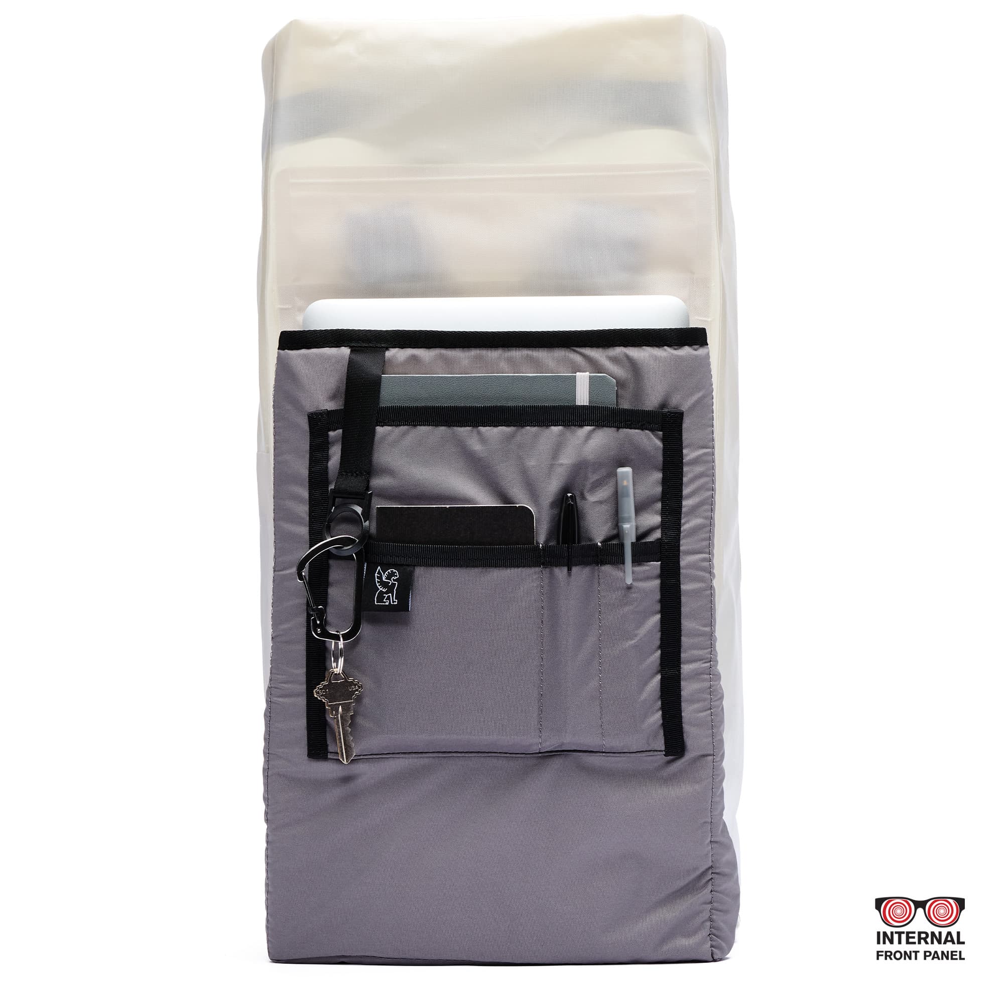 The inside of the Urban Ex backpack in future white #color_future white