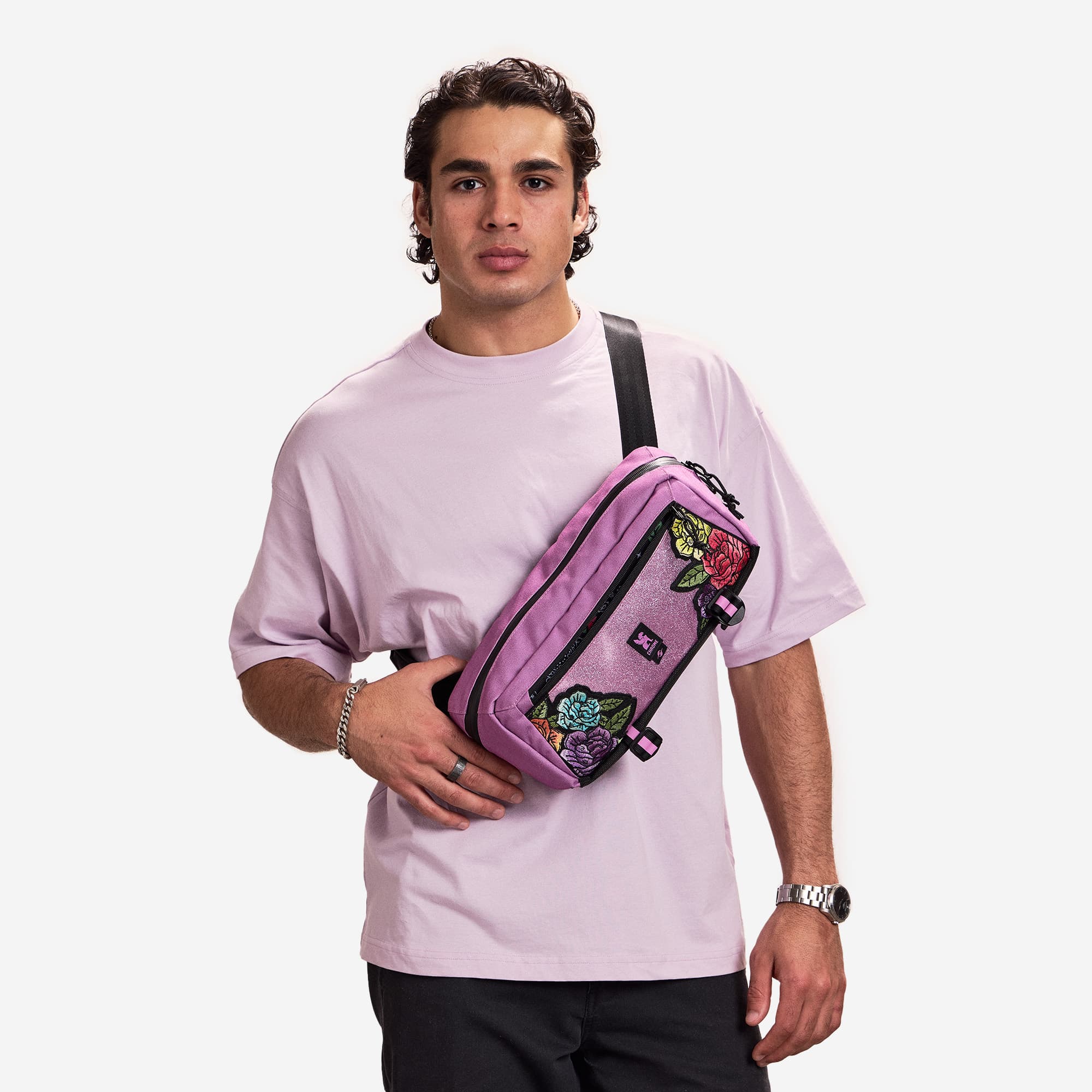 The Pride Mini Kadet in Rio Rose Pink on a man #color_rio rose pink
