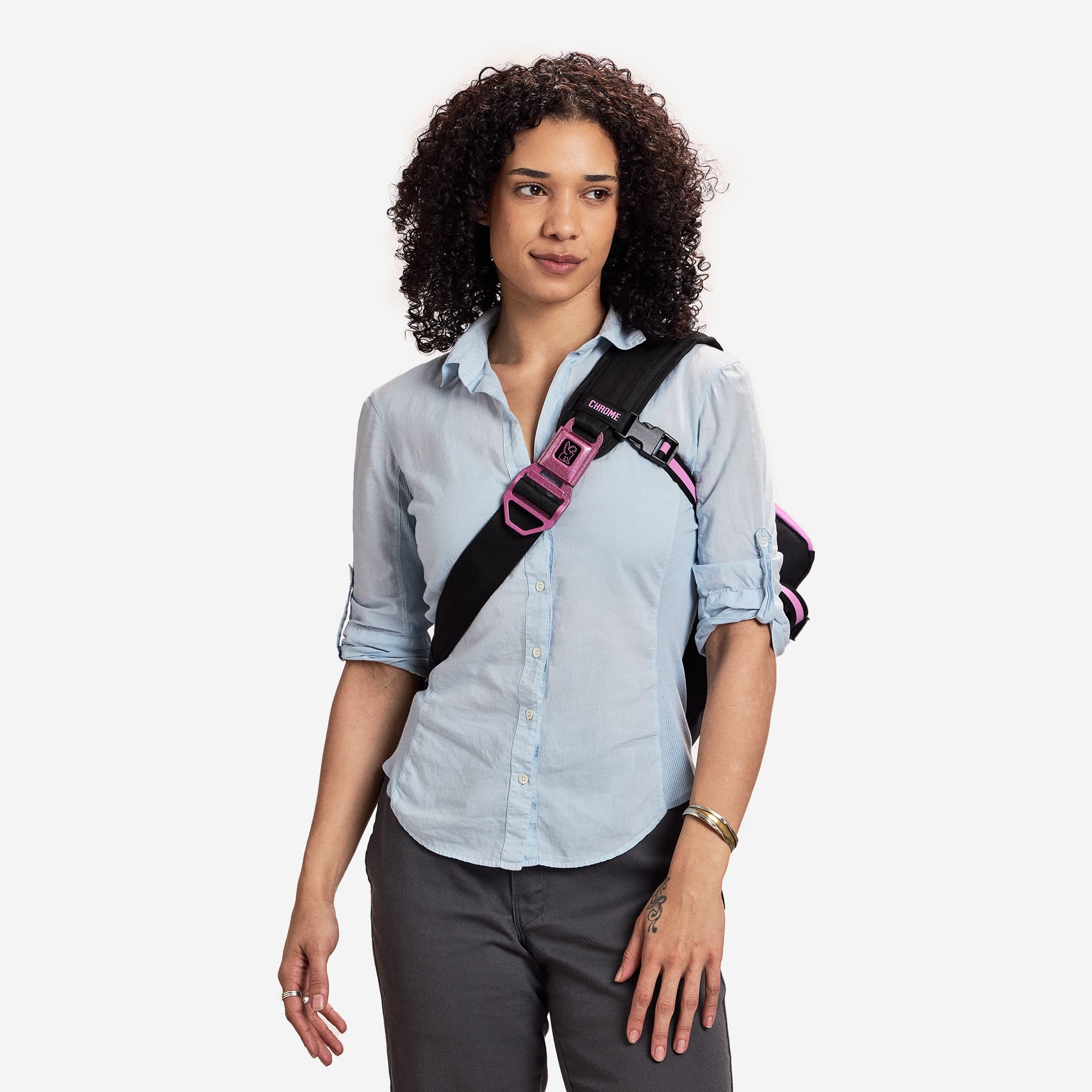 The front strap of the Kadet Max in Pride Rio Rose Pink #color_rio rose pink