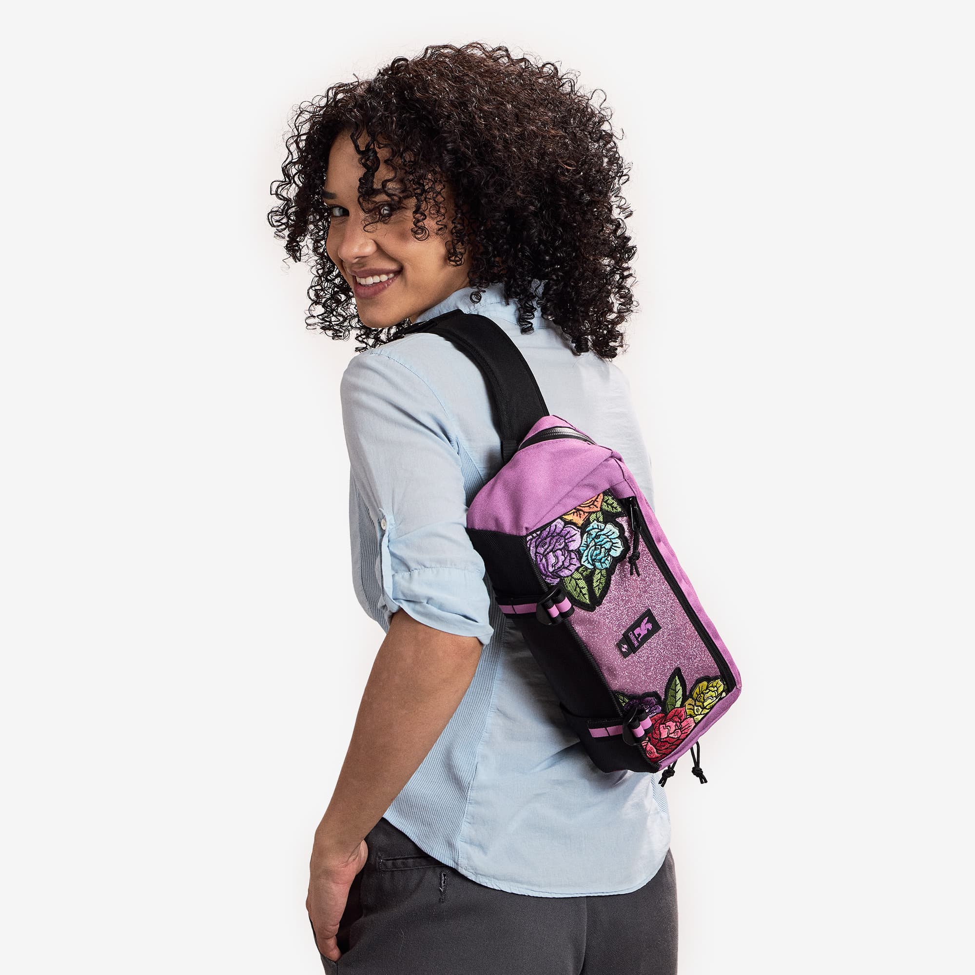 The Pride Mini Kadet in Rio Rose Pink on a woman #color_rio rose pink