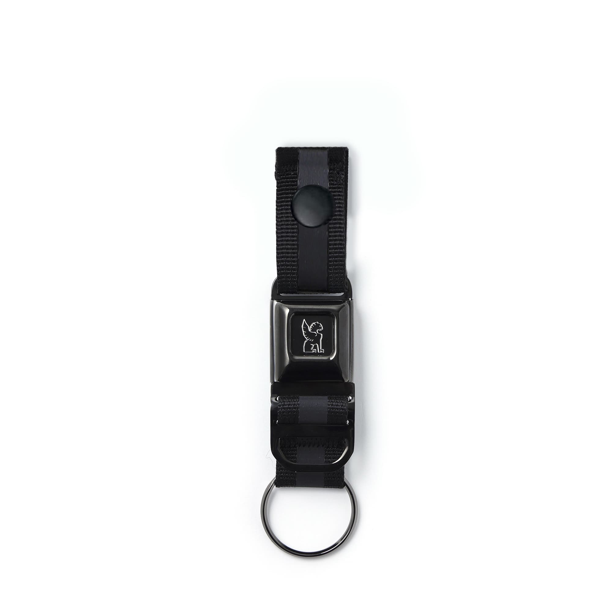 Our updated Mini Buckle Keychain in Black Chrome #color_black chrome