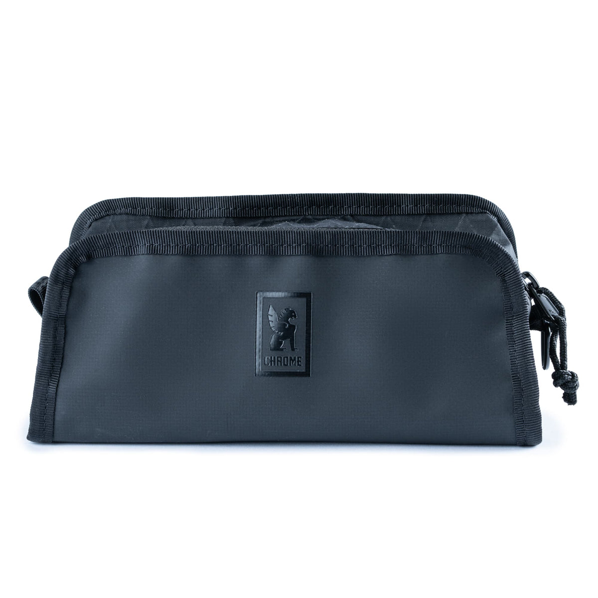 The front of the Zip Utility Pouch with the embossed Chrome Industries logo.