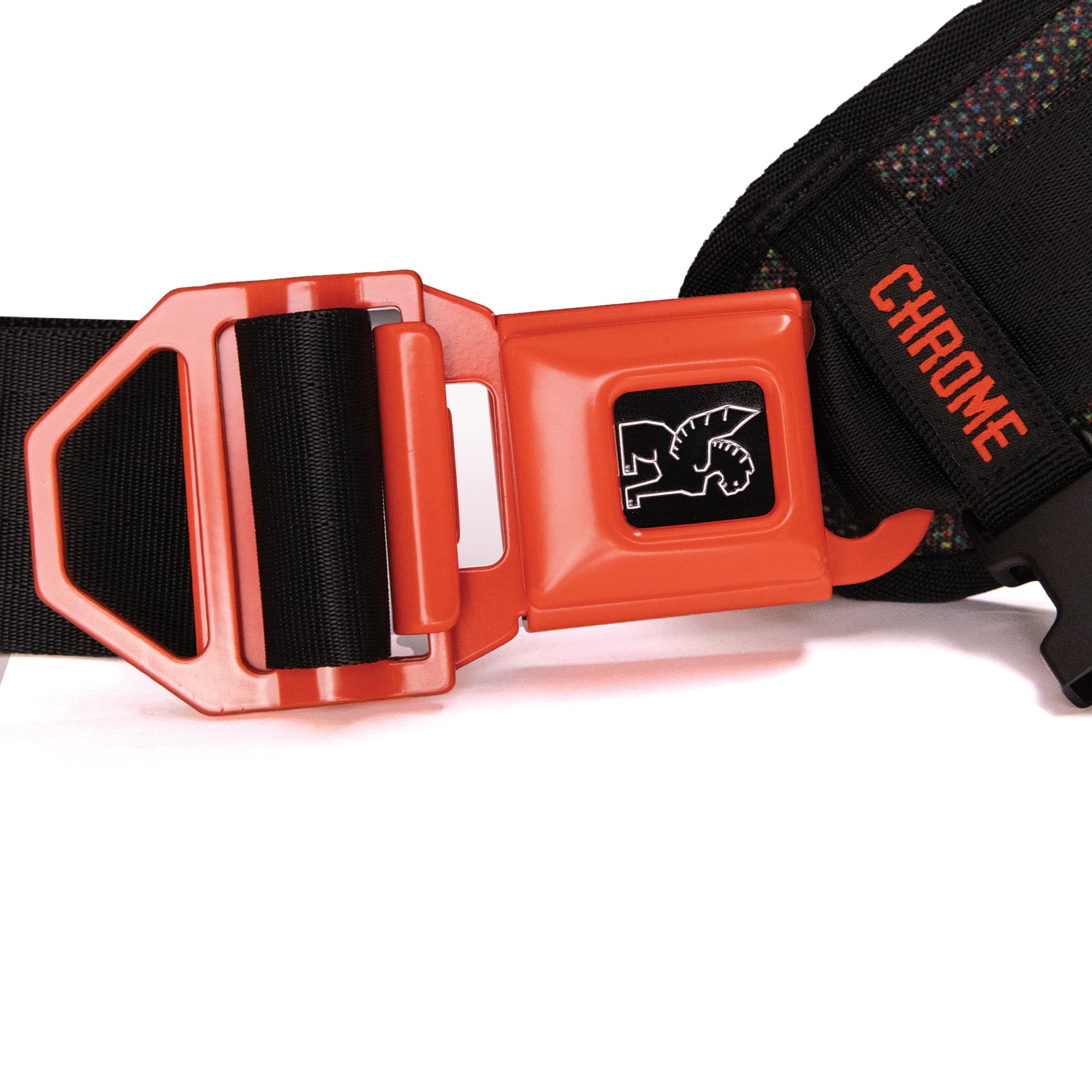 The buckle of the Chrome x J Prince Pride Kadet 9L #color_j prince
