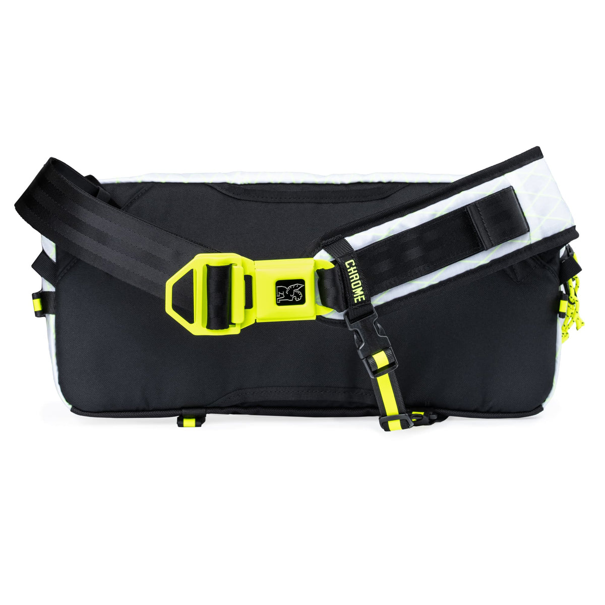 The back of the new color Kadet Sling in White Yellow Neon X #color_White / Neon Yellow X