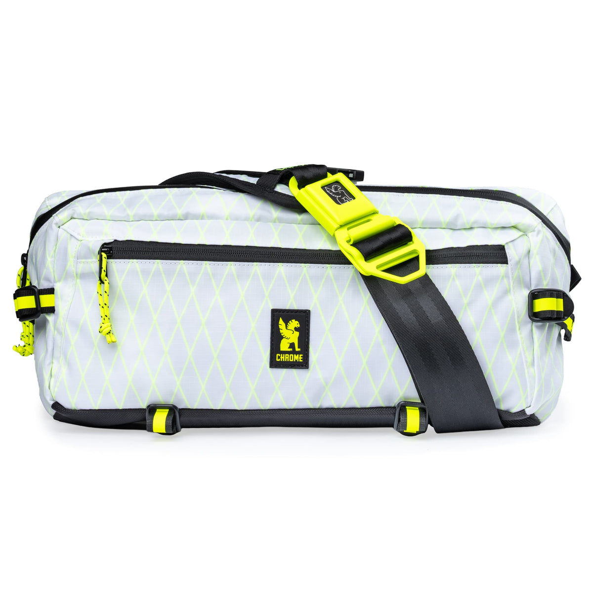 The full front of the new color Kadet Sling in White Yellow Neon X #color_White / Neon Yellow X