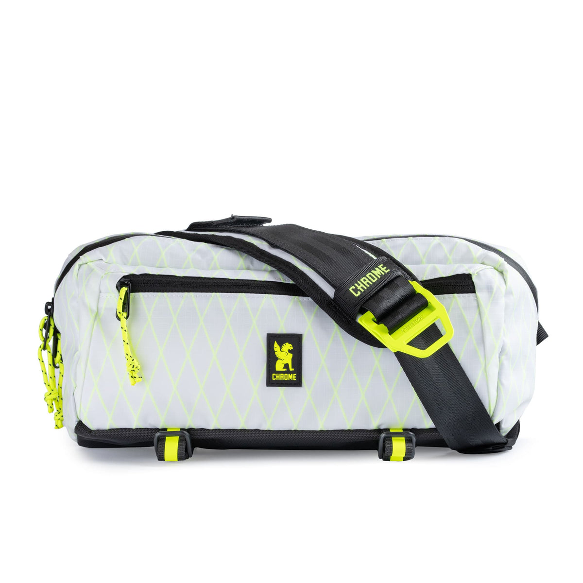 The full front of the new color Mini Kadet Sling in White Yellow Neon X #color_White / Neon Yellow X