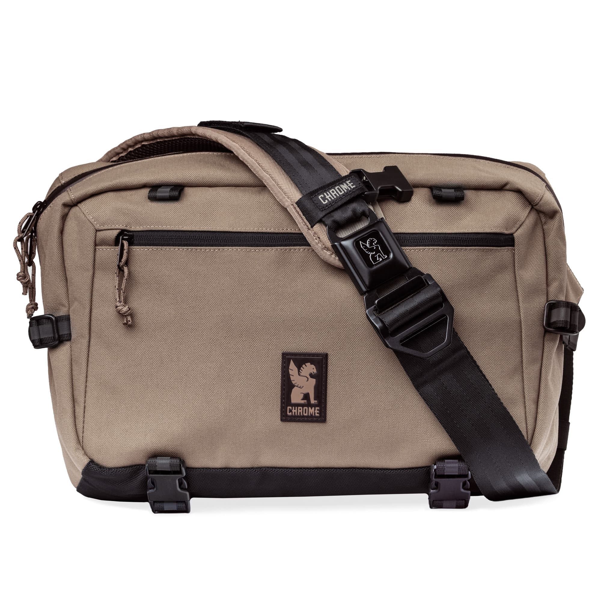 The full front of the Kadet Max 15L crossbody in Coyote brown #color_coyote