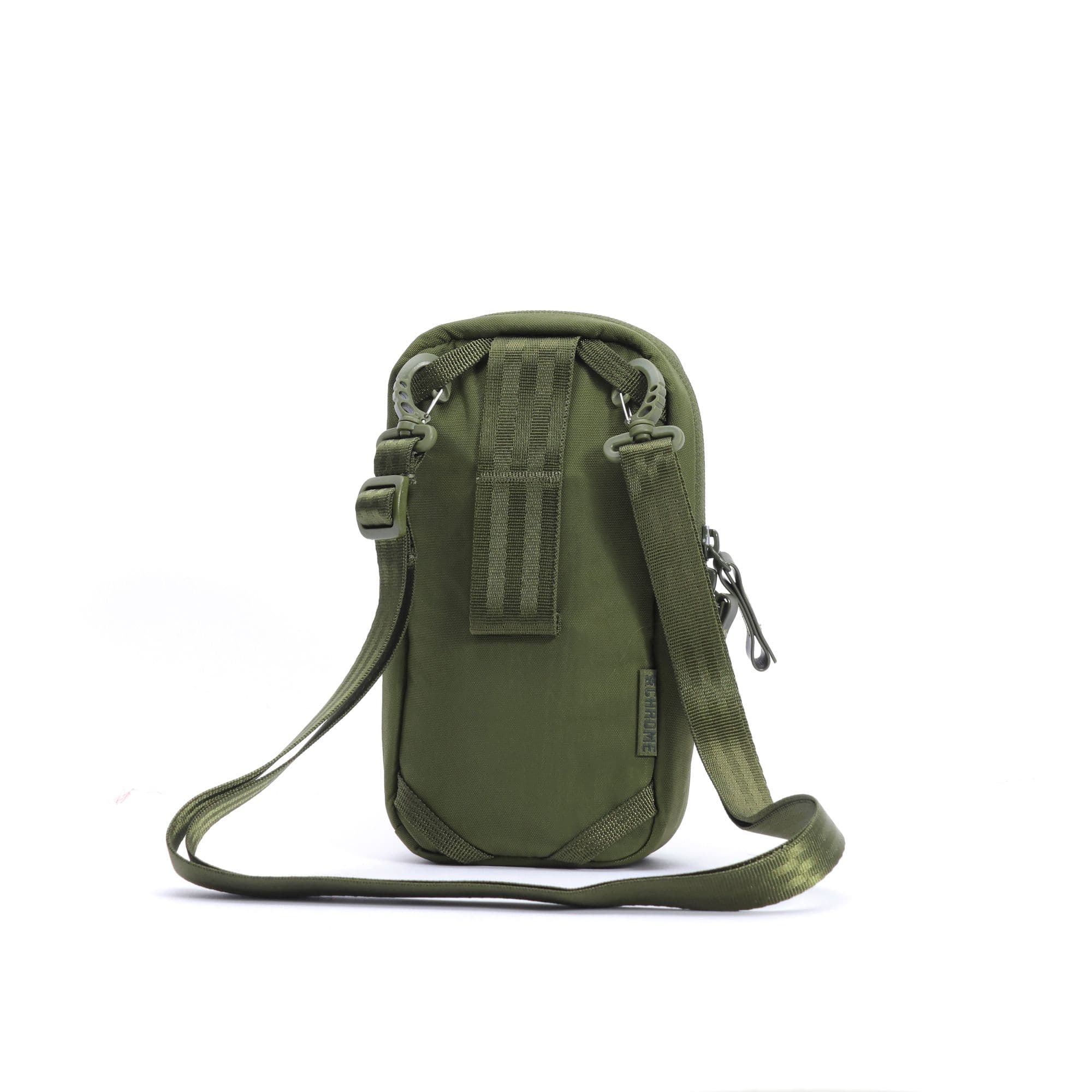 The back of the Logan crossbody pouch in green #color_moss