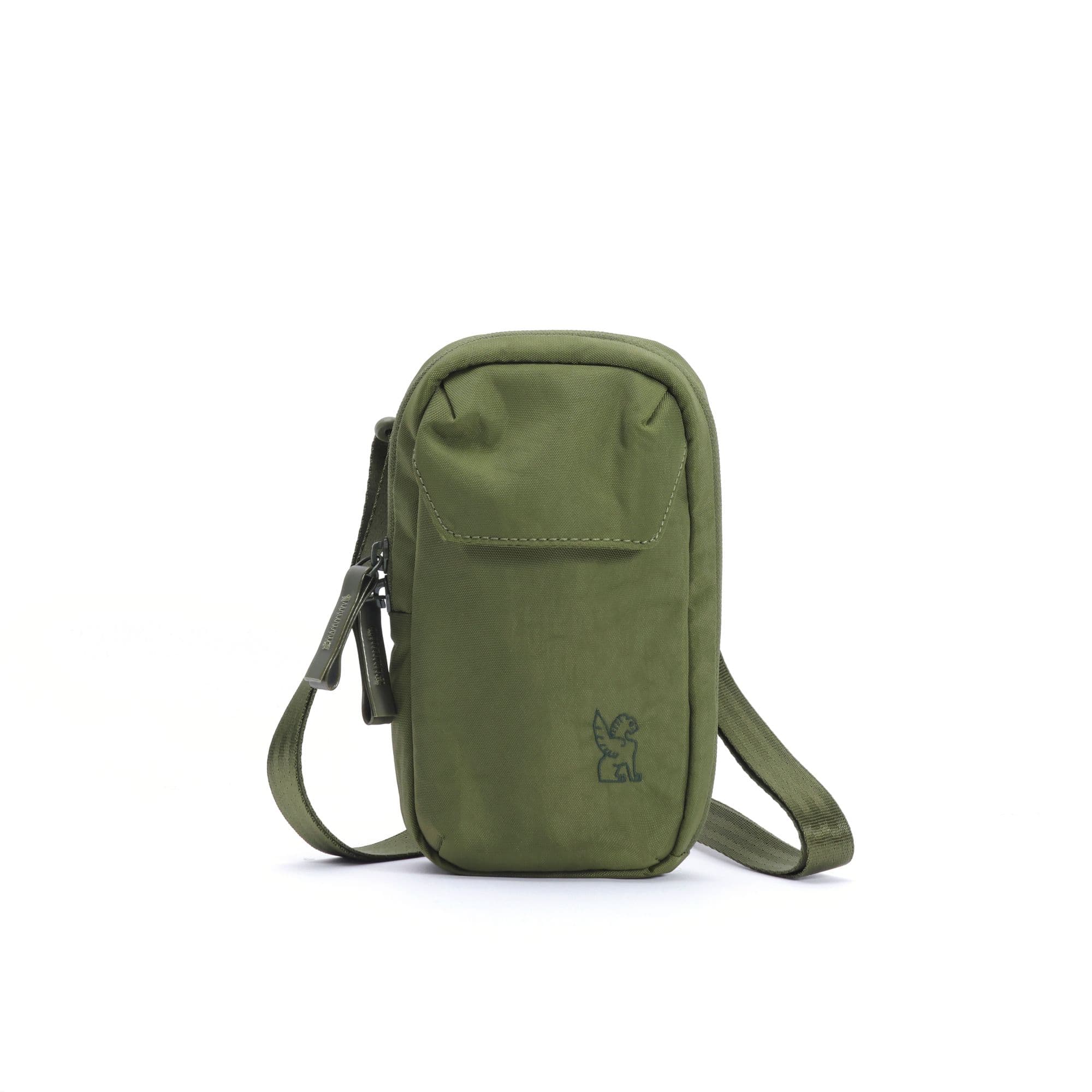The full front of the Logan crossbody pouch in green #color_moss