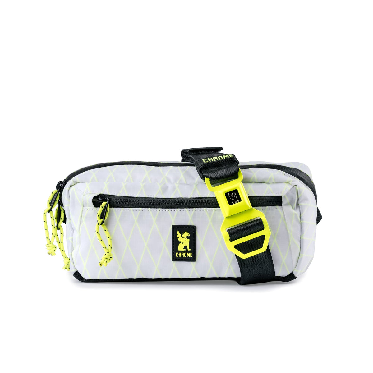 The full front of the new color Micro Kadet Sling in White Yellow Neon X #color_White / Neon Yellow X