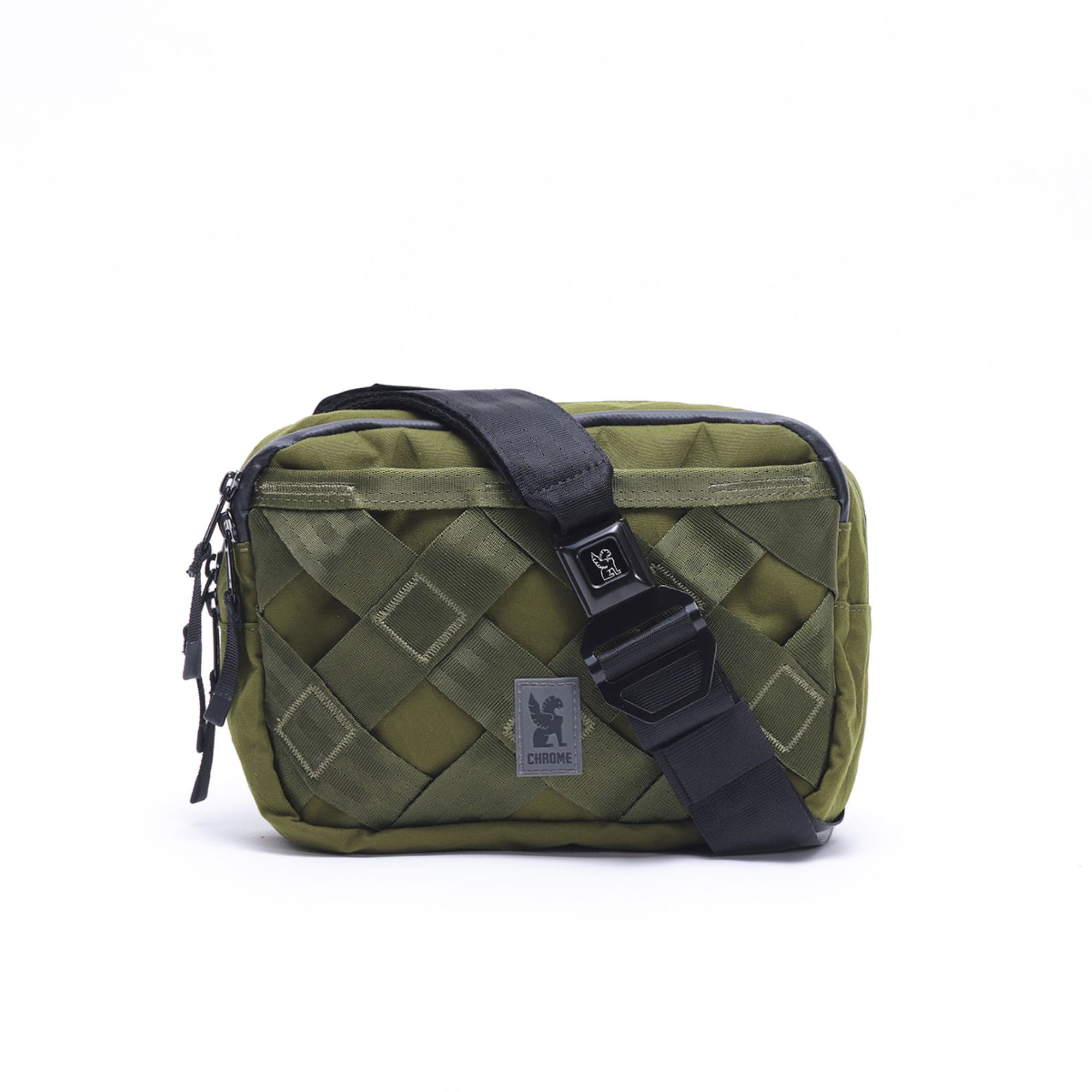 The full front of the Barrage 5L Sling in green #color_moss x