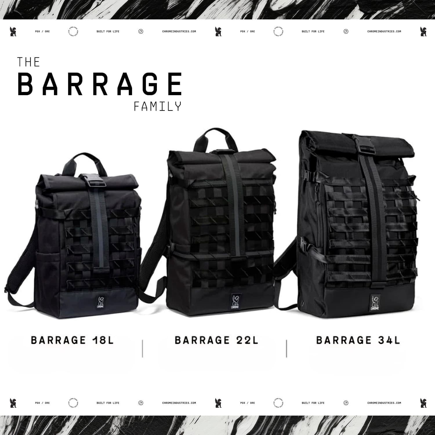 The three sizes of the updated Barrage Cargo