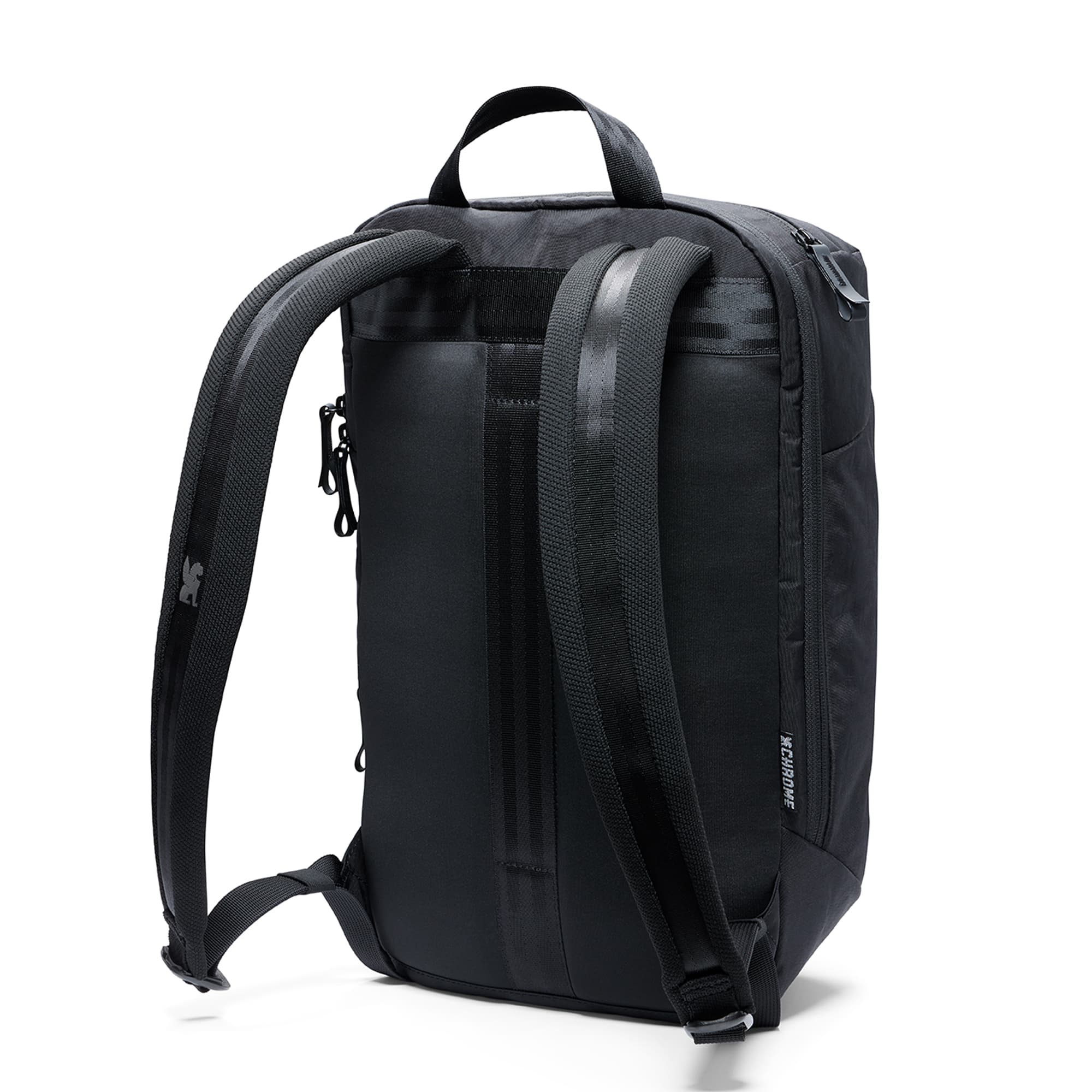Camden backpack in black back view #color_black