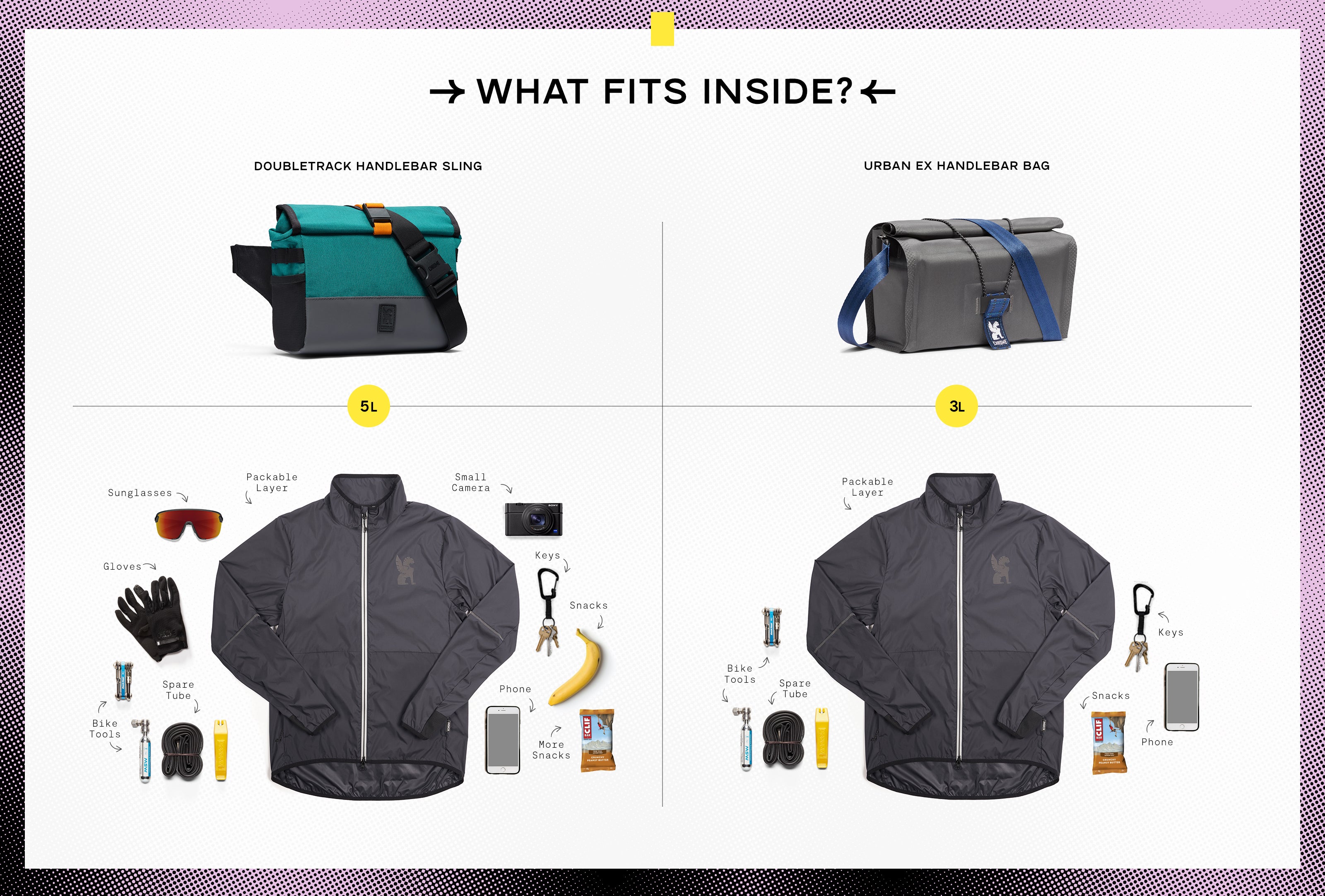 What fits in your bag for two of the bike bags desktop image