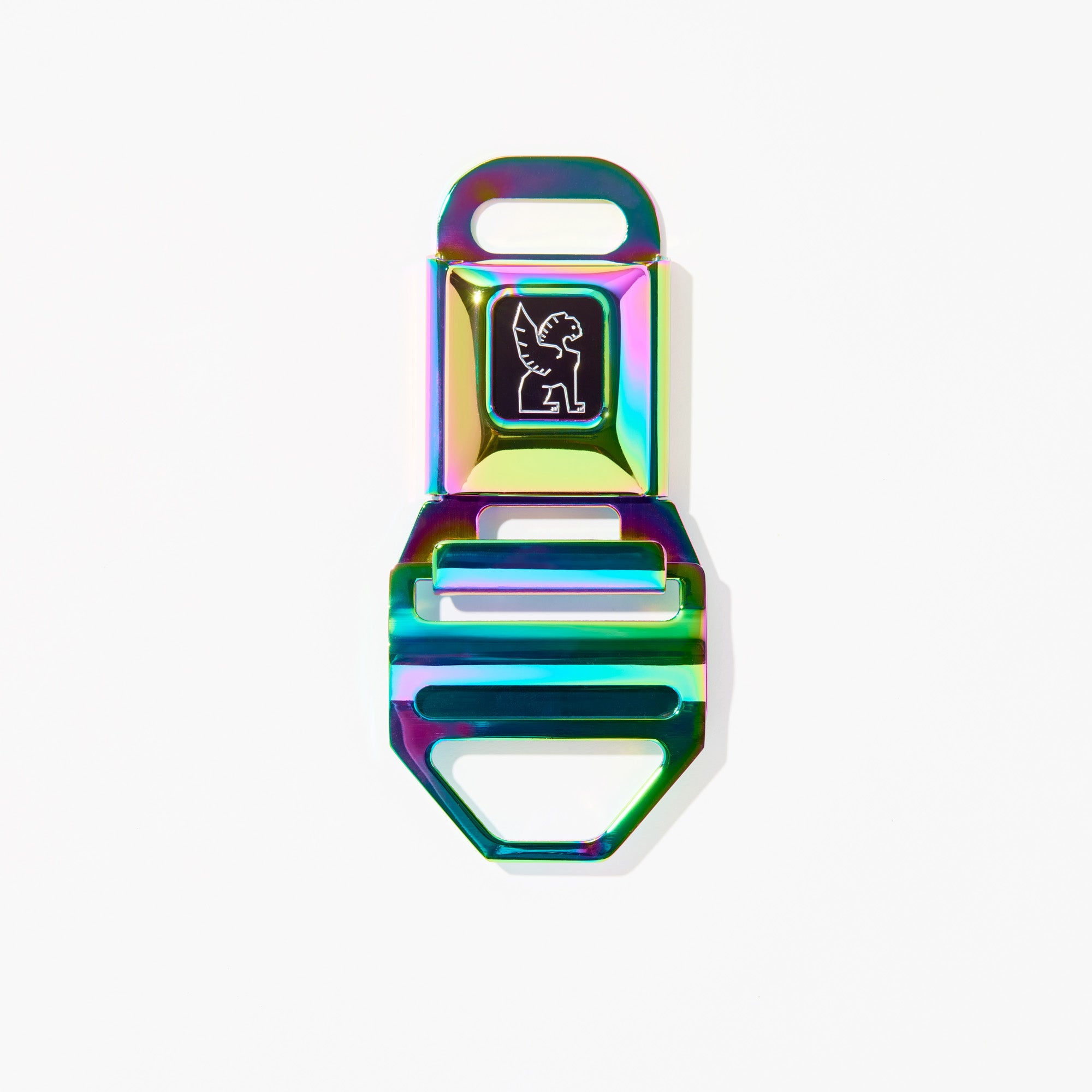 Chrome LG iconic buckle in chrome rainbow clasped #color_rainbow