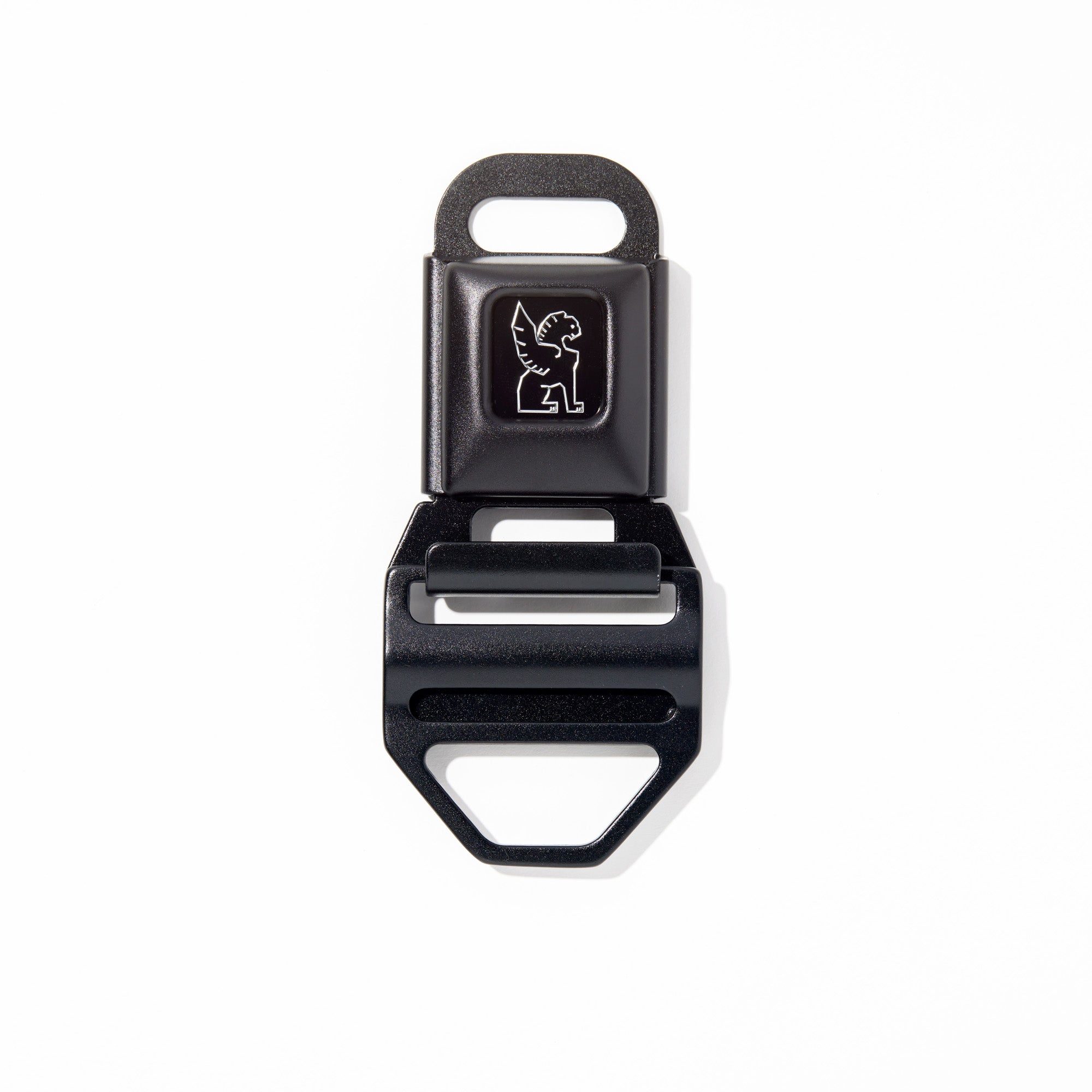 Chrome LG iconic buckle in chrome black clasped #color_black
