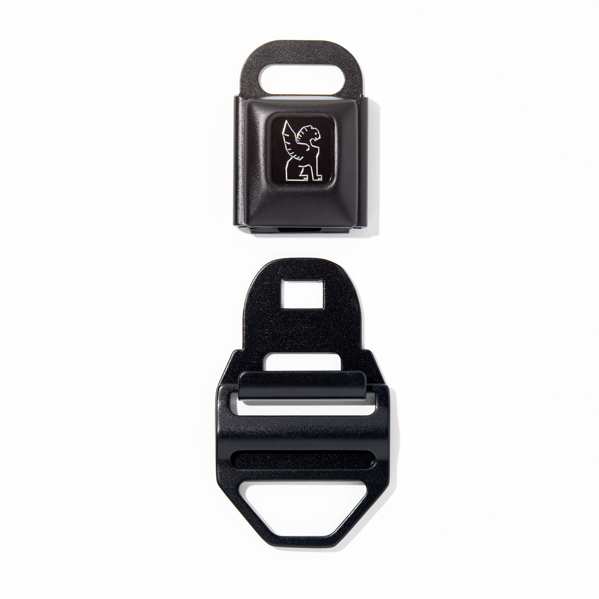 Chrome iconic buckle LG in chrome black un-clasped #color_black