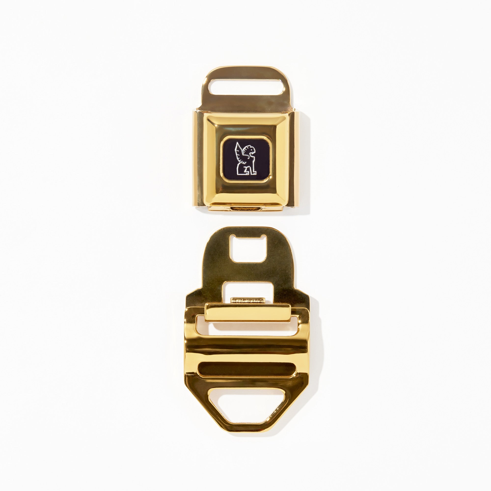 Iconic Chrome MD size seatbelt buckle in gold open #color_gold