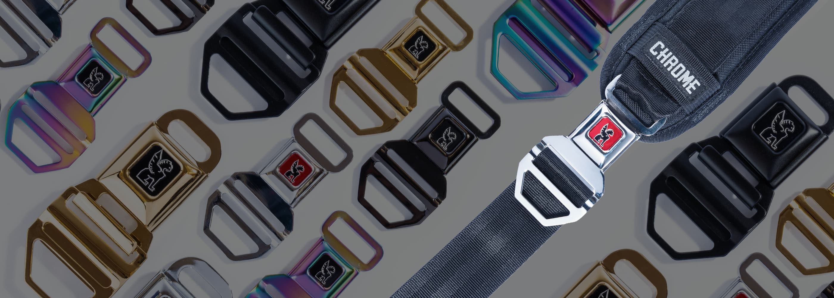 The new small buckle in all of the colors on a white background