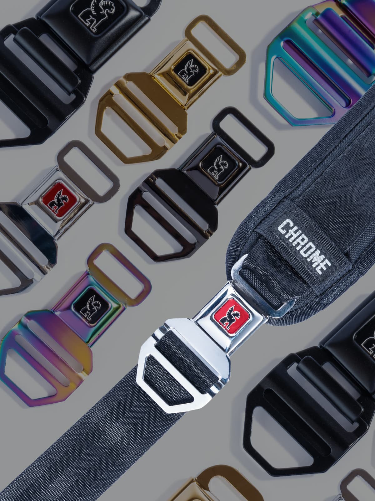 The new Small buckle showcasing the chrome color on a strap