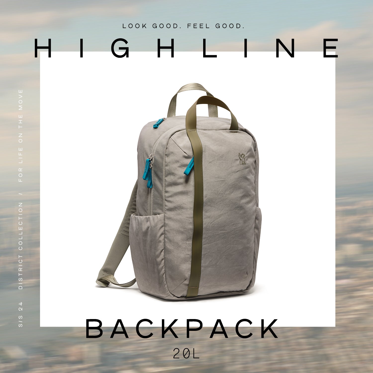 Highline backpack in sage, part of the district collection