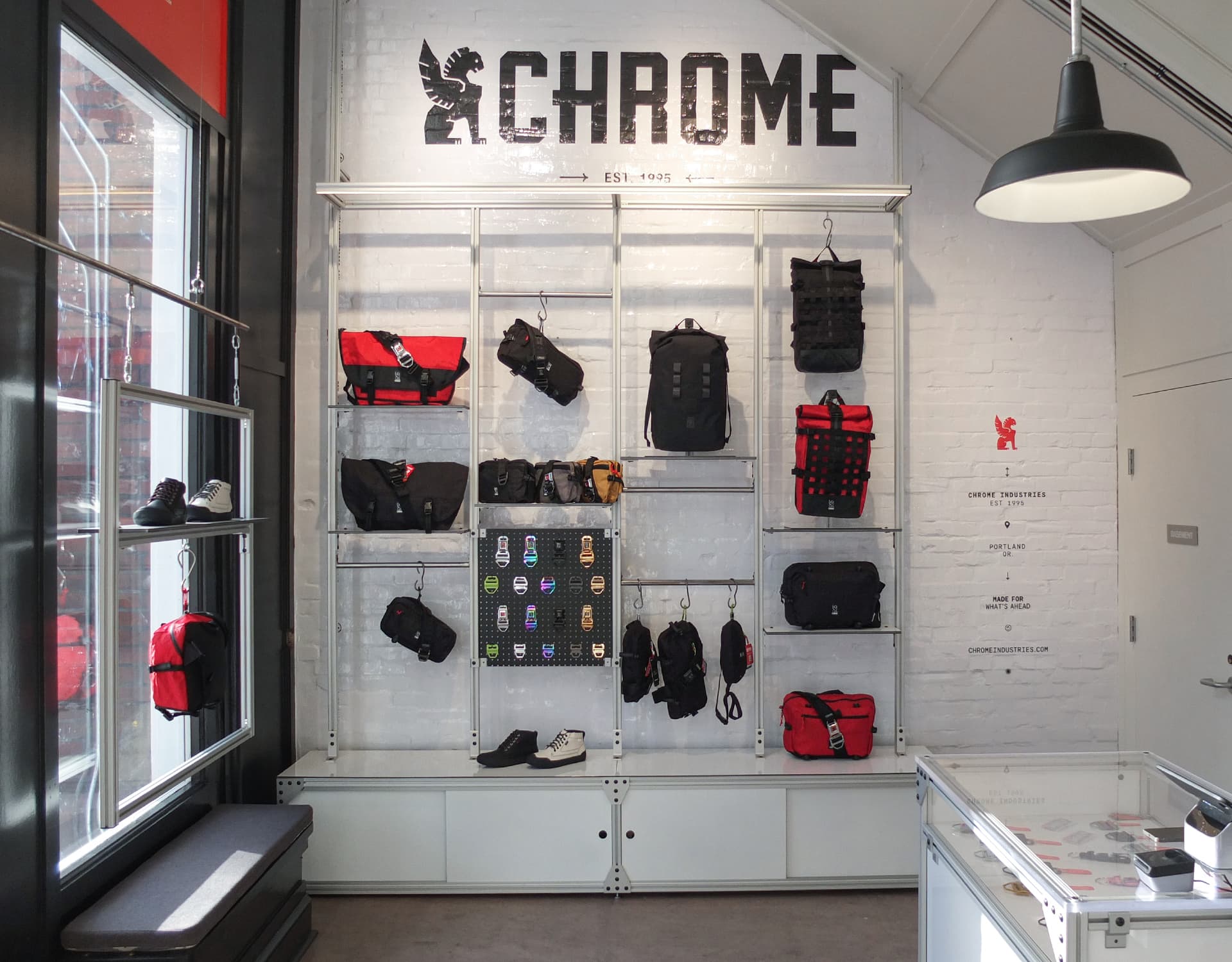 Bags hanging in the PDX drop shop store