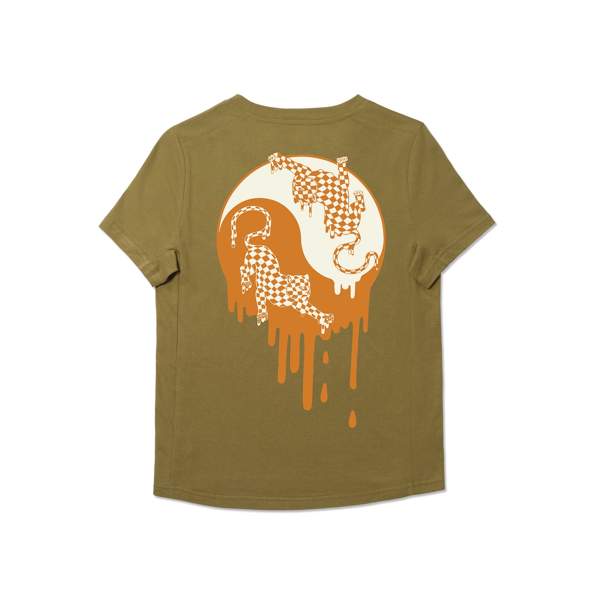 Womens short sleeve artist tee in green back view #color_olive branch
