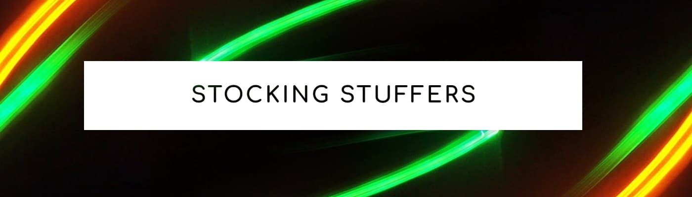 Stocking Stuffers callout with neon lights