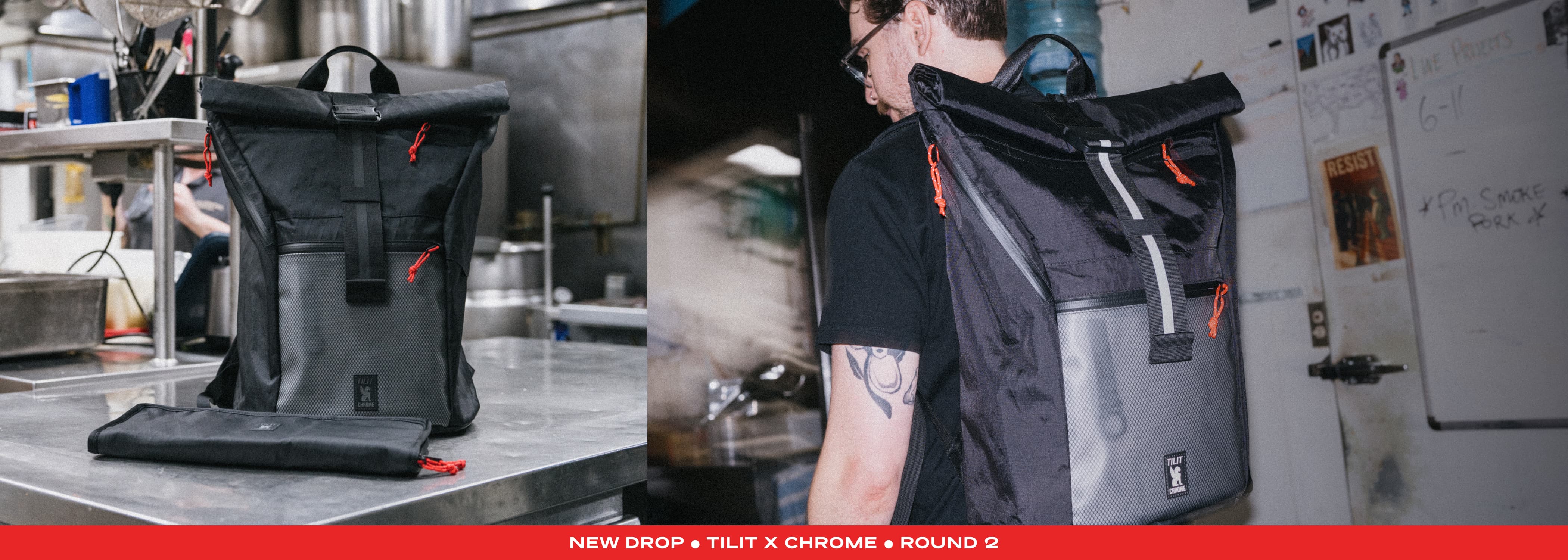 New Chrome x Tilit Chef Backpack on a chef in a restaurant