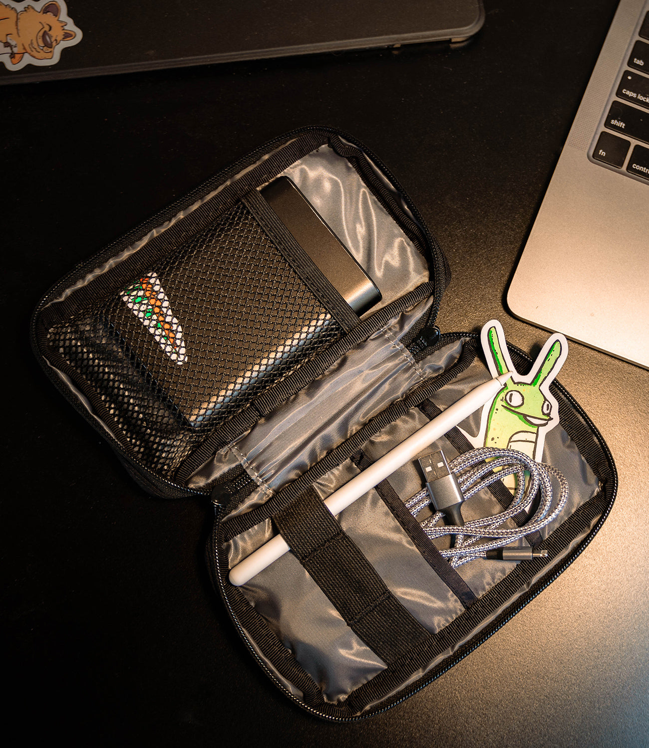 Tech Accessory pouch inside view on how all the tech fits mobile image size