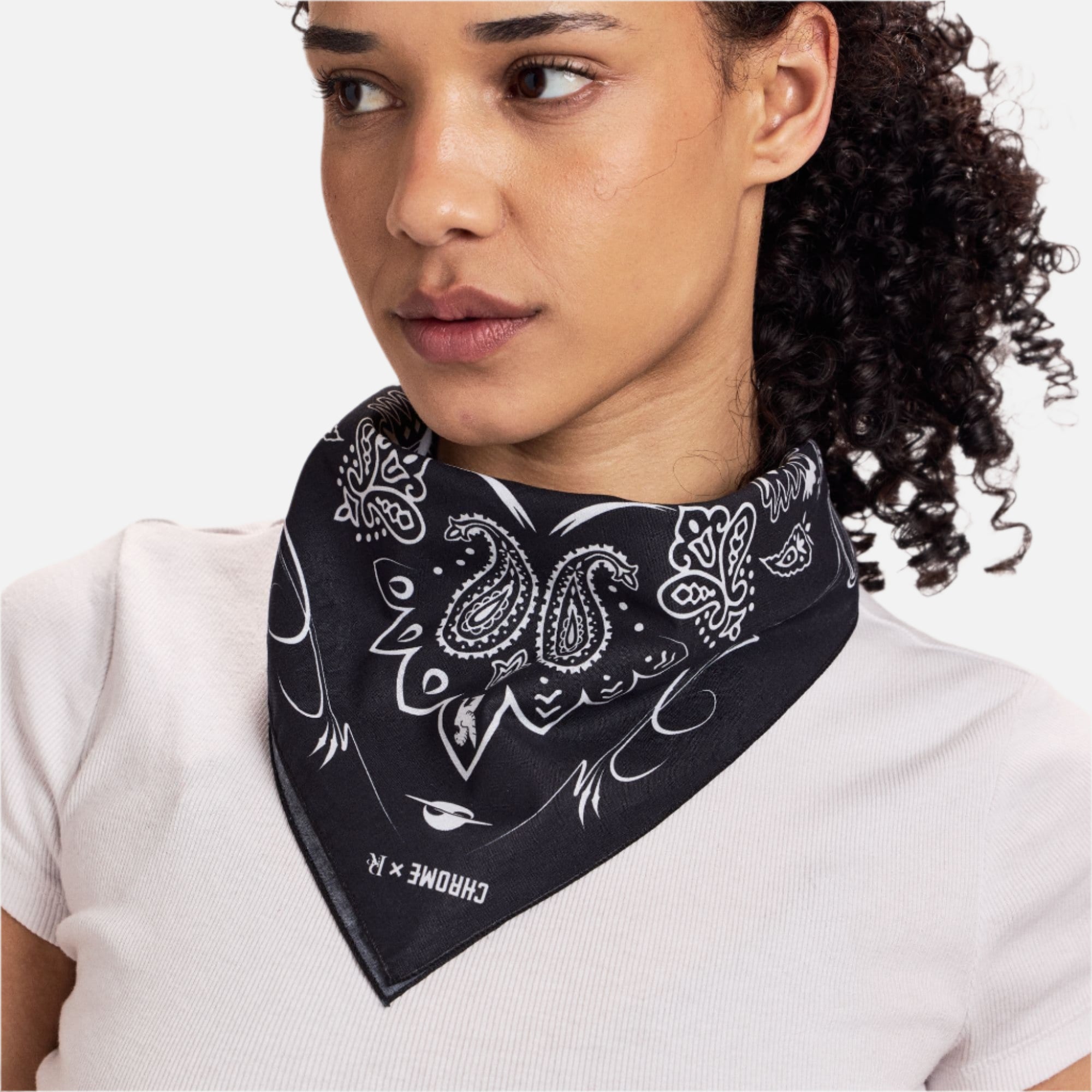 woman wearing the Chrome x Rio Bandana