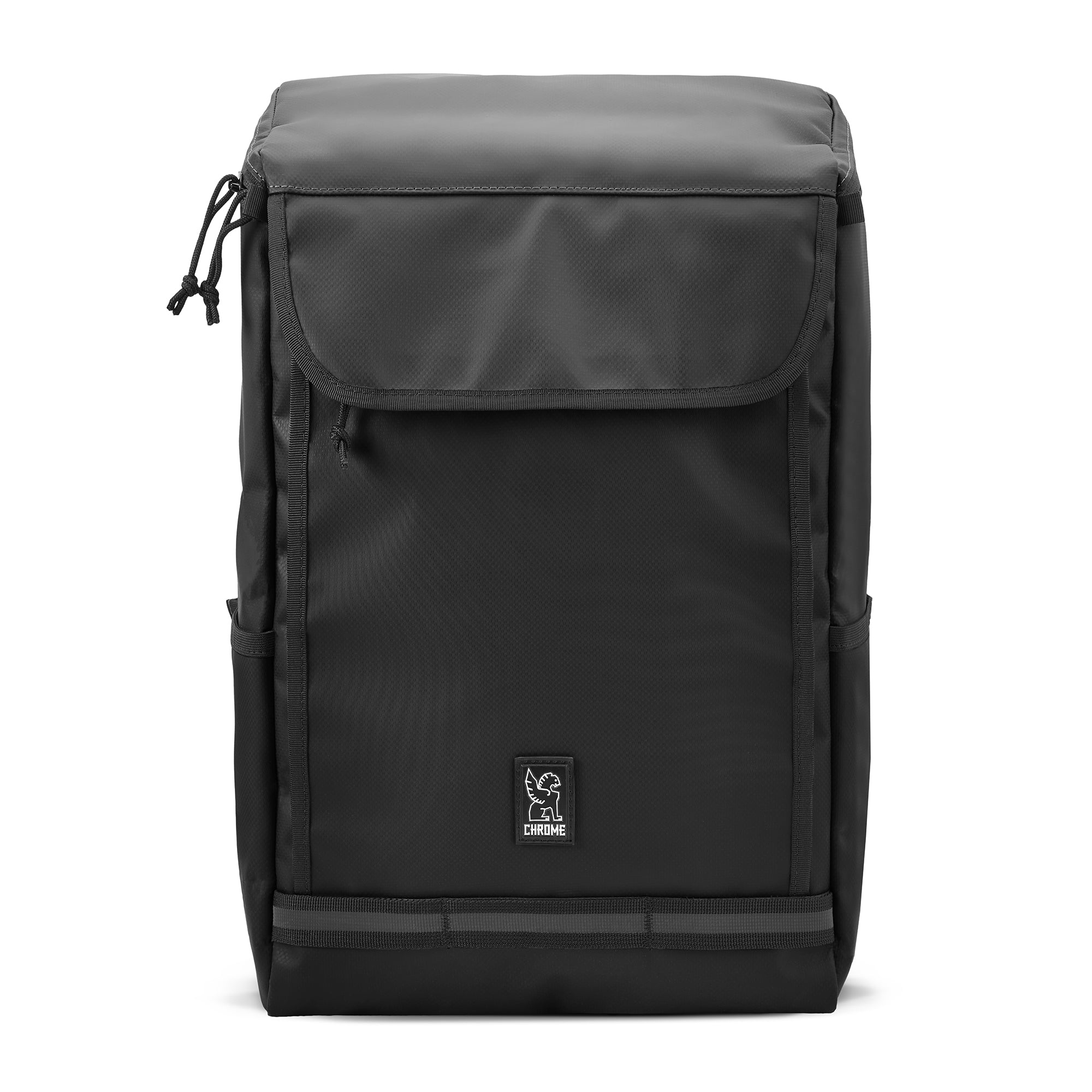 Weather resistant Volcan Backpack in black tarp front view #color_black tarp