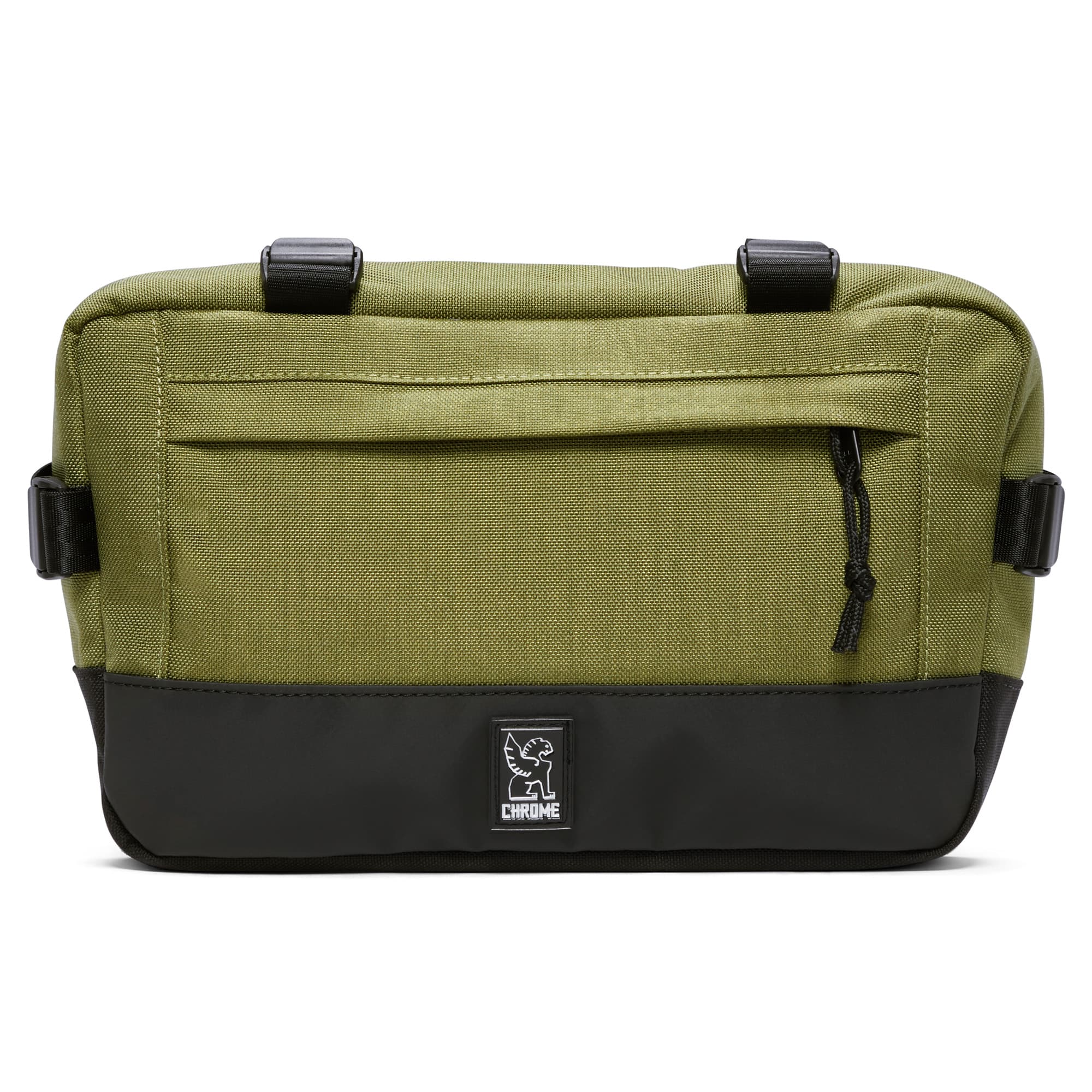 Medium size frame bag & sling in green full front view #color_olive branch