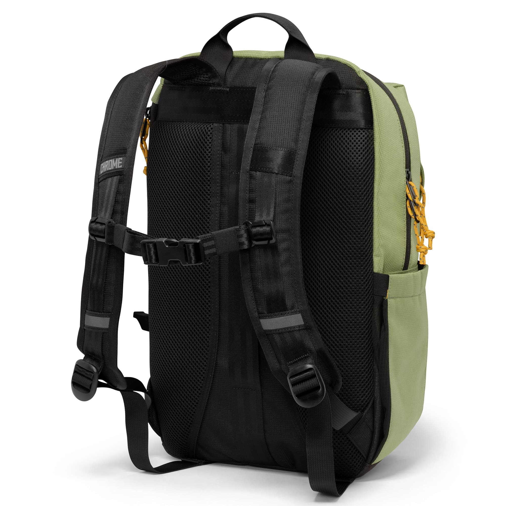 Ruckas 14L Backpack in green harness detail #color_oil green