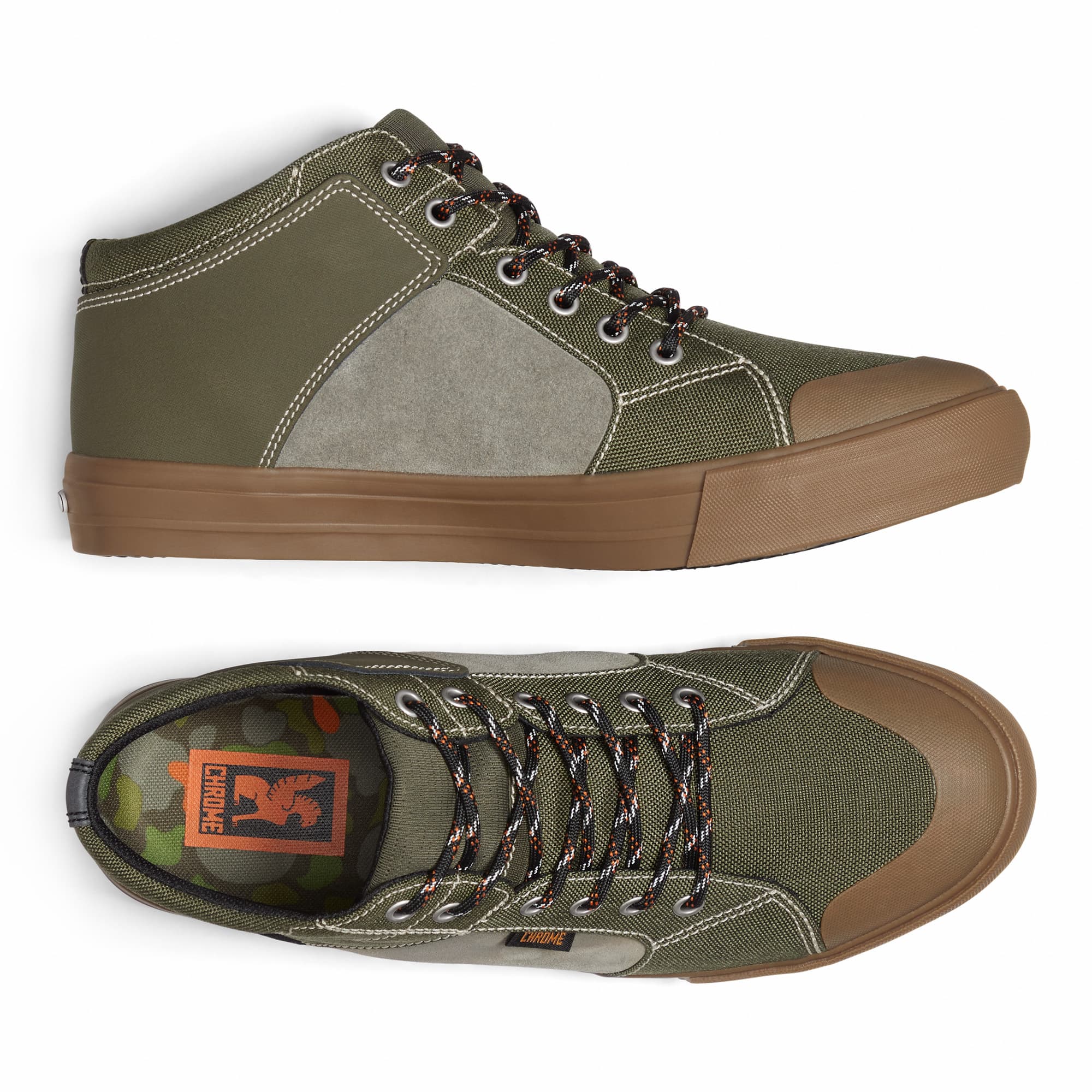 Southside high top sneaker in green inside view #color_olive forest